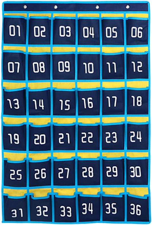 Loghot 36 Numbered Pockets Classroom Pocket Chart for Cell Phone Holder | Wall Door Hanging Pocket Organizer for Phone Calculator Holder, Phone Pouch for School Classroom & Office Phone Management