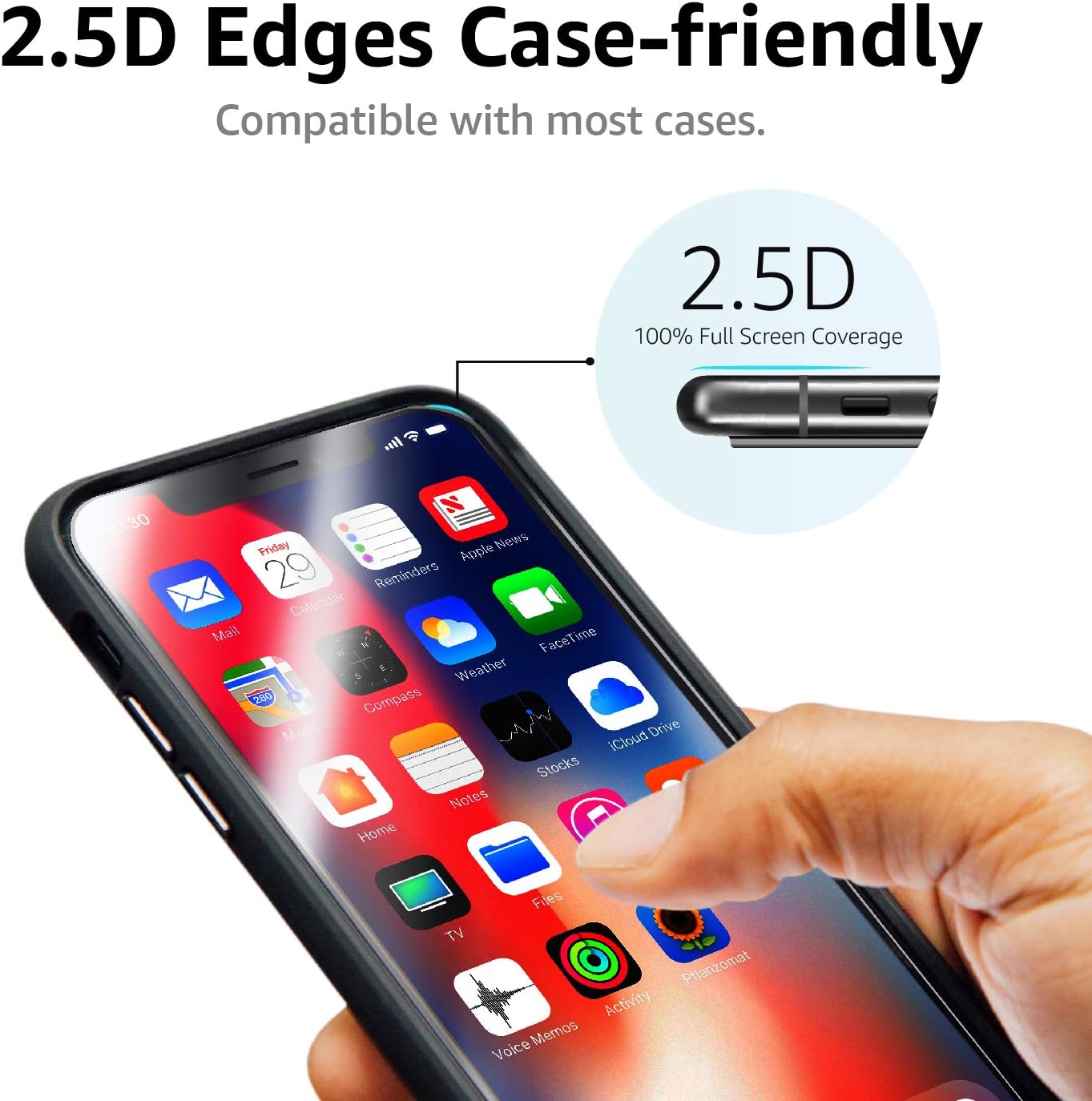 Amazon Basics Bubble Free, Case Friendly Tempered Glass Screen Protector for iPhone XR/11, HD Clear, Anti Scratch, 9H Hardness, 6.1 Inch, 2-Pack