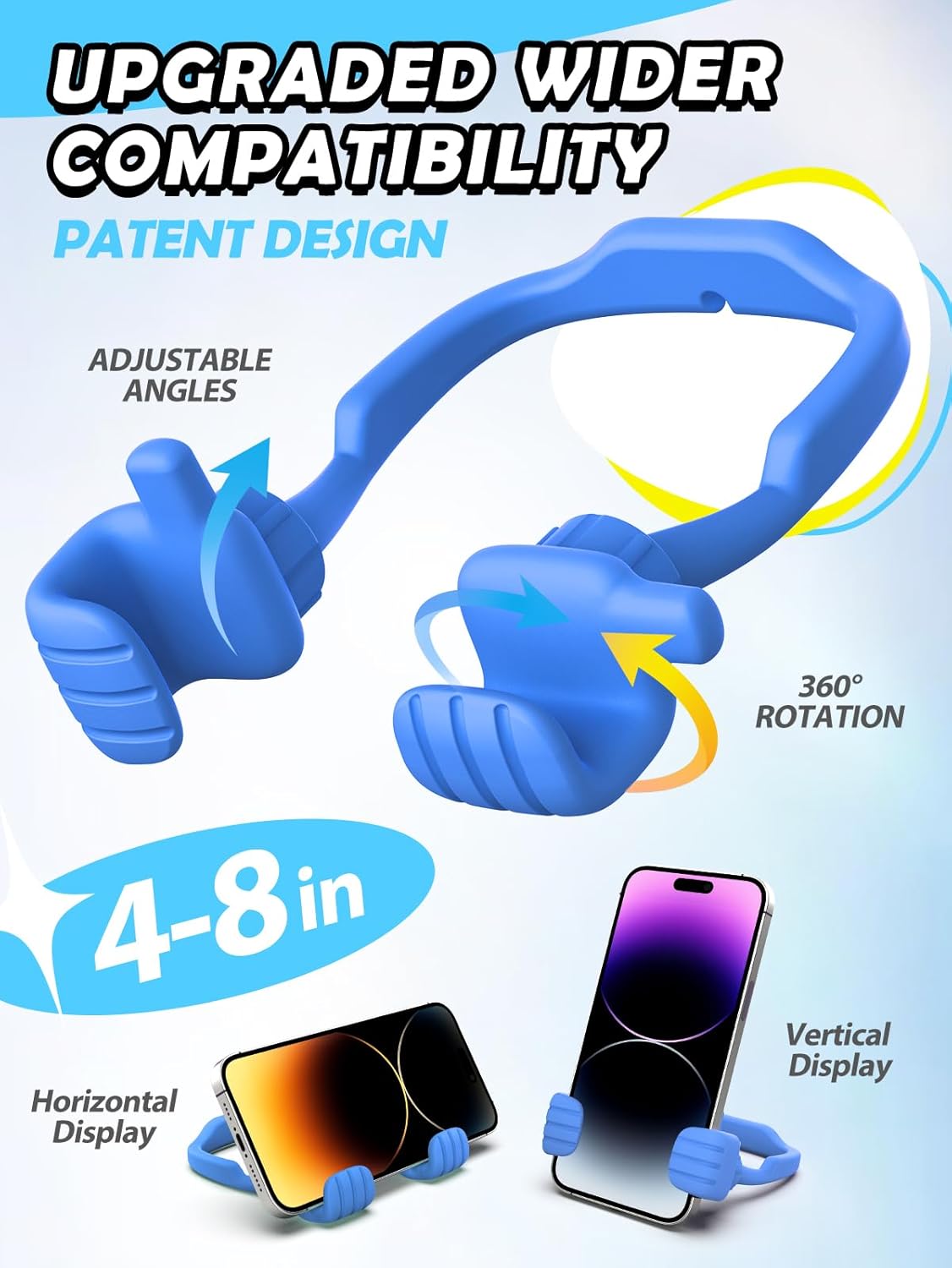 Stocking Stuffers for Teens Boys Girls Kids Gifts Cell Phone Stand for Desk | Upgrade Adjustable Thumbs Up Lazy Phone Holder for iPhone, Christmas Birthday Gifts for Men Women Adults Husband Wife, Blue