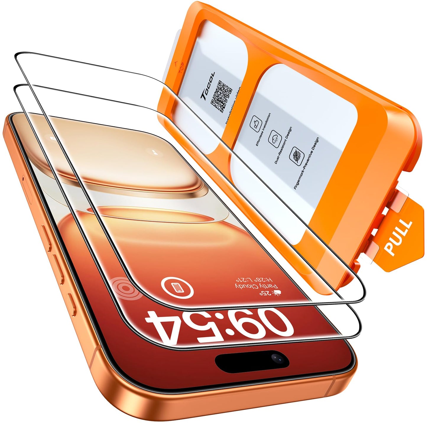 TOCOL for iPhone 17 Pro Max Screen Protector, Clear | Easy Installation Bubble-Free, 9H+ Tempered Glass, 8FT Military Grade Shatterproof, Anti-Scratch, Case Friendly HD 2 Pack