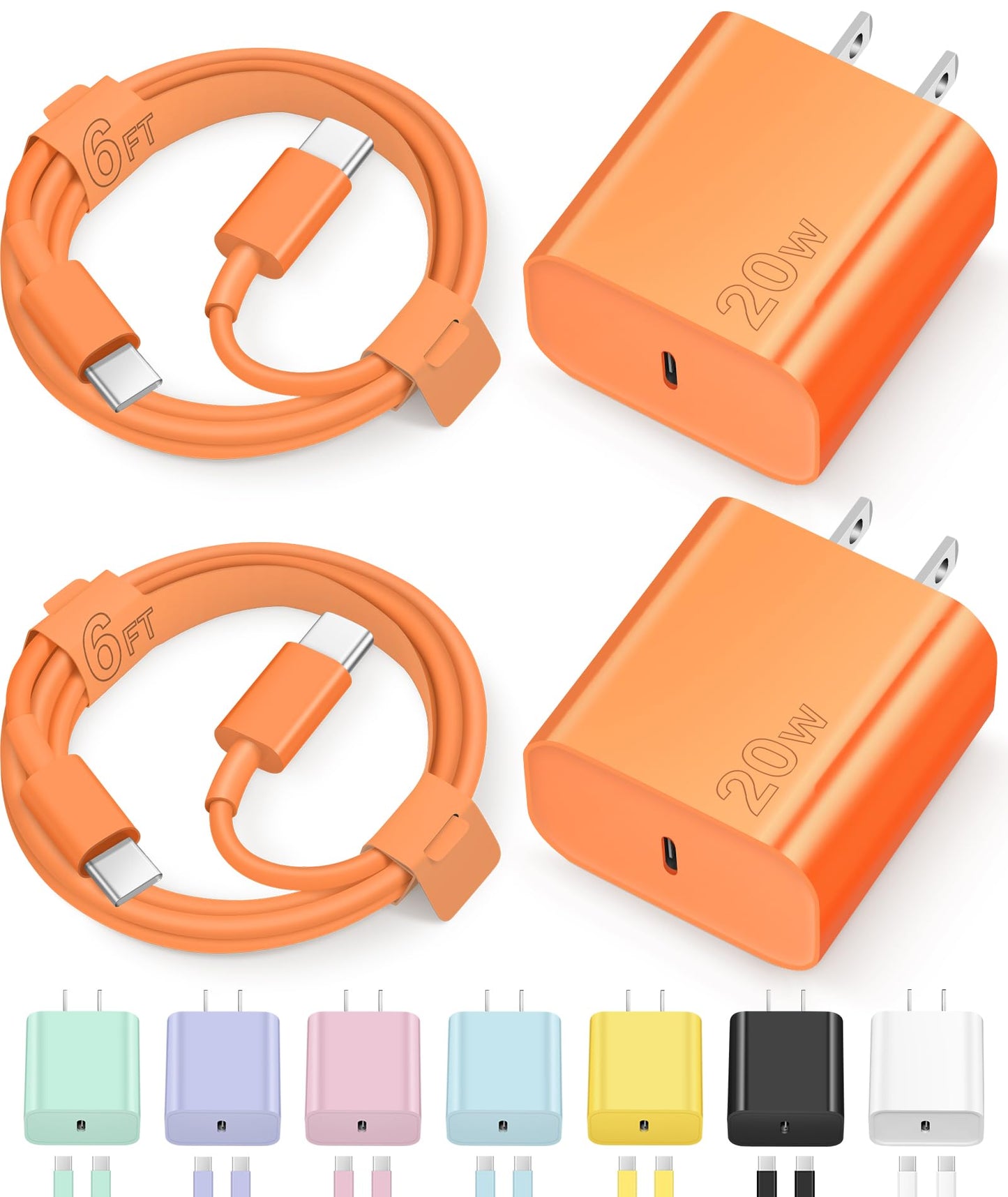 iPhone 17 16 15 Charger Fast Charging Type C Chargers USB C Charger Block | for iPhones, iPads,Tablets,Android phones,20W iPhone Charger USB-C Power Adapter,with Long 6FT USB C Charging Cables(Blue)