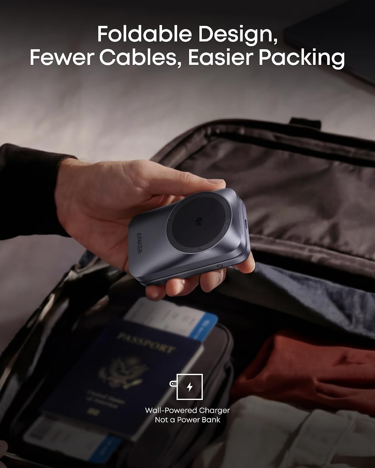Anker Prime 25W Qi2.2-Certified Palm-Sized 3-in-1 Foldable MagSafe Charger | Travel-Ready Charging Station, AirCool Wireless Charger for iPhone 17, Apple Watch, AirPods (Adapter Included, Non-Battery)