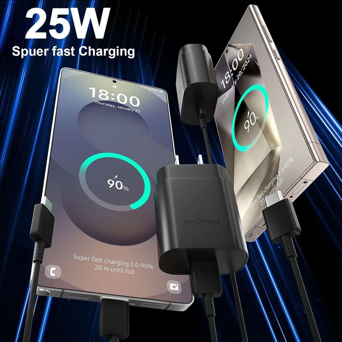 25W USB C Charger,Super Fast Charging Block,Type-C Power Adapter | The Mobile Phone Charger is Suitable for Samsung Galaxy S25/S24 S23 S22 S21 Ultra/S20/S20 Ultra/Note 20 Ultra,Android