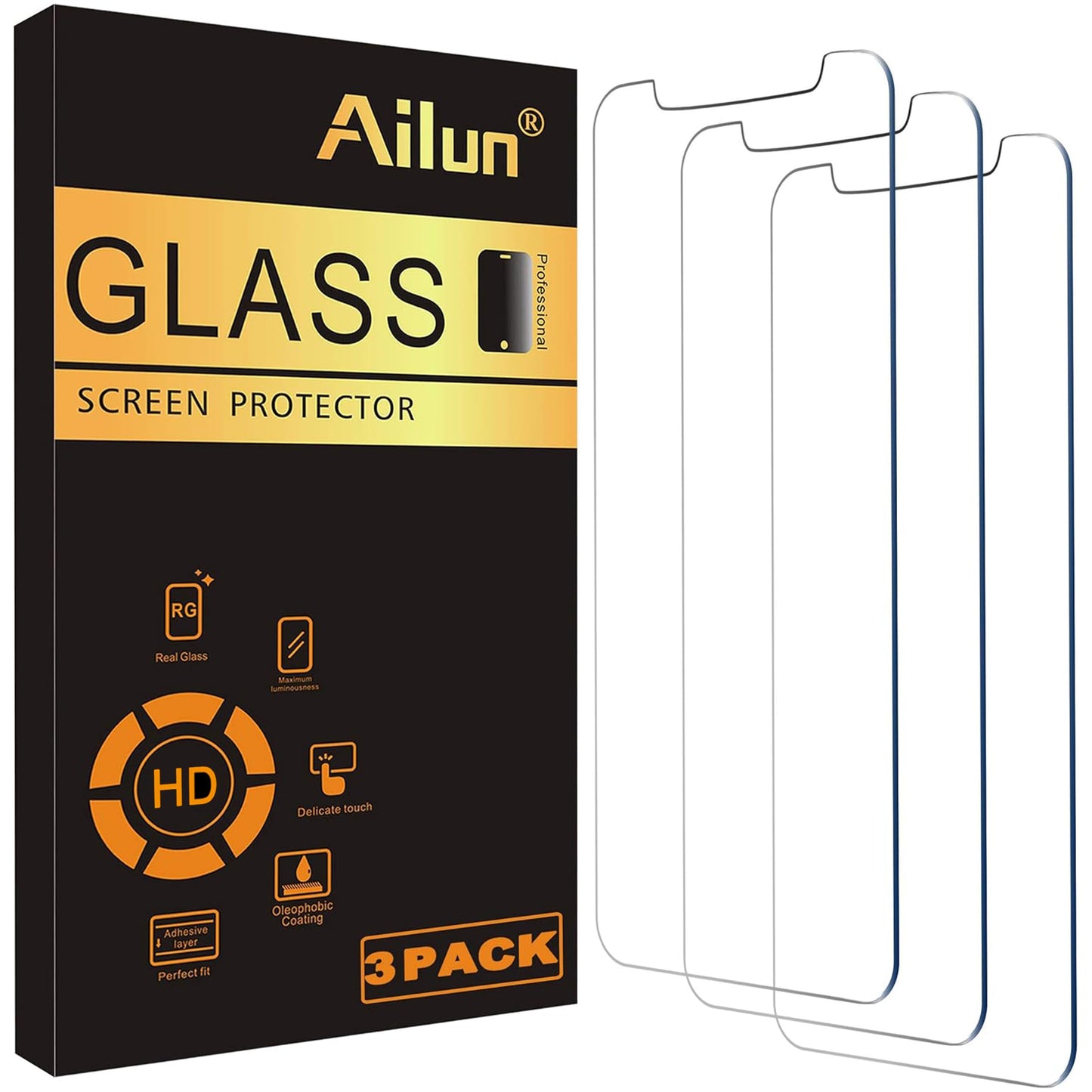 Ailun 3 Pack Screen Protector for iPhone 17 / iPhone 16 Pro, Tempered Glass | 6.3 inch,Installation Frame, Dynamic Island Compatible, Case Friendly