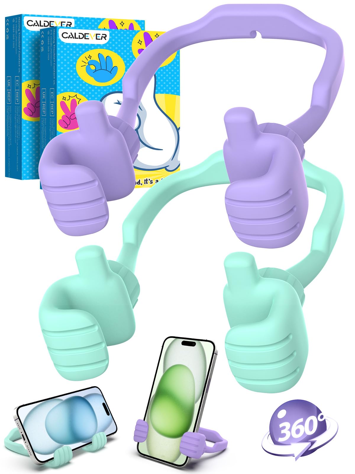 Stocking Stuffers for Teens Girls Boys Gifts Thumbs Up Cell Phone Stand | Back to School Supplies, Adjustable Lazy Phone Holder for Desk, Fun Gift for Women Adults Kids Teenager Tween Trendy Stuff