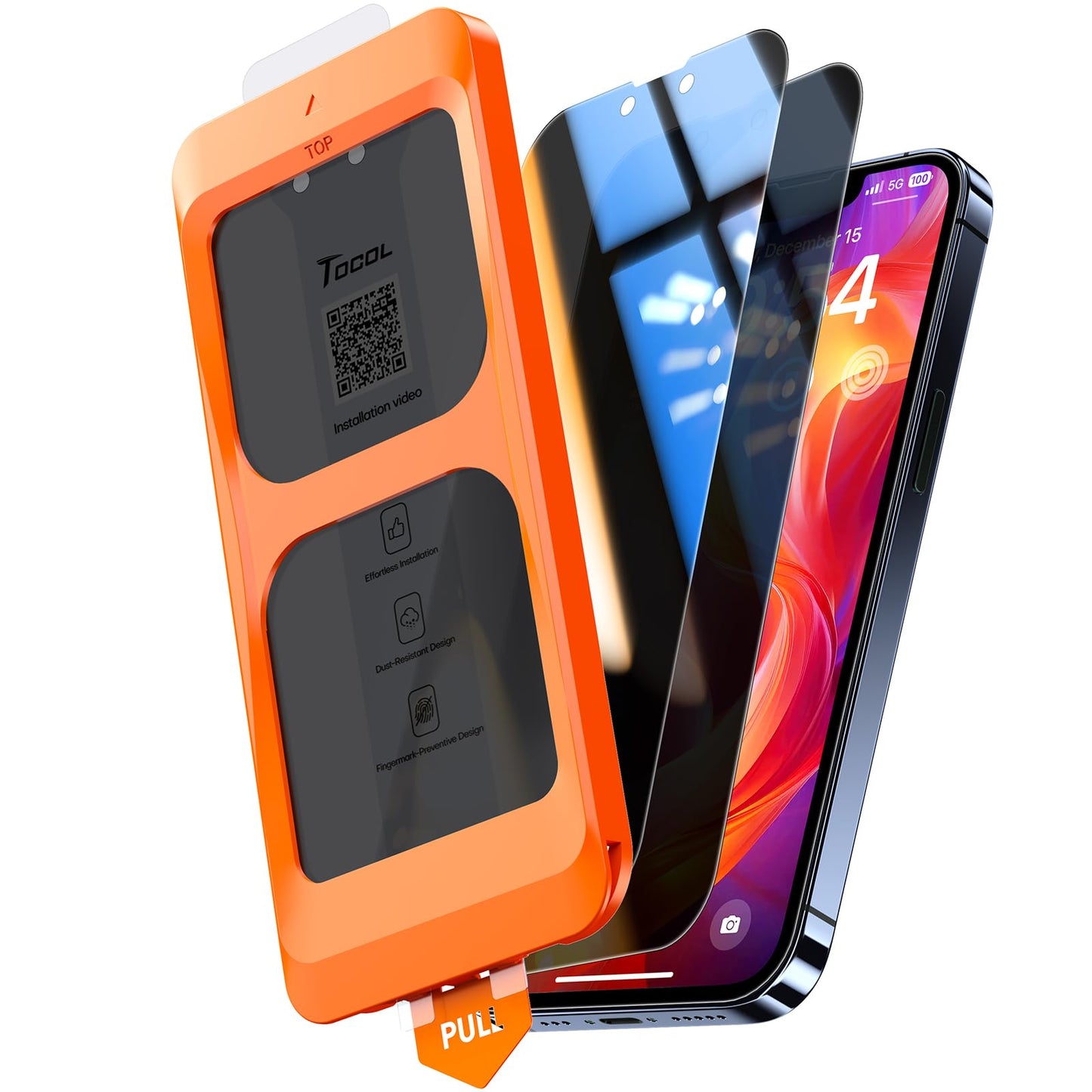 TOCOL for iPhone 16 Pro Max Privacy Screen Protector | Easy Installation, 25° Anti Spy, Data Protection, 9H+ Tempered Glass, 8FT Military Grade Shatterproof, Anti-Scratch, 2 Pack