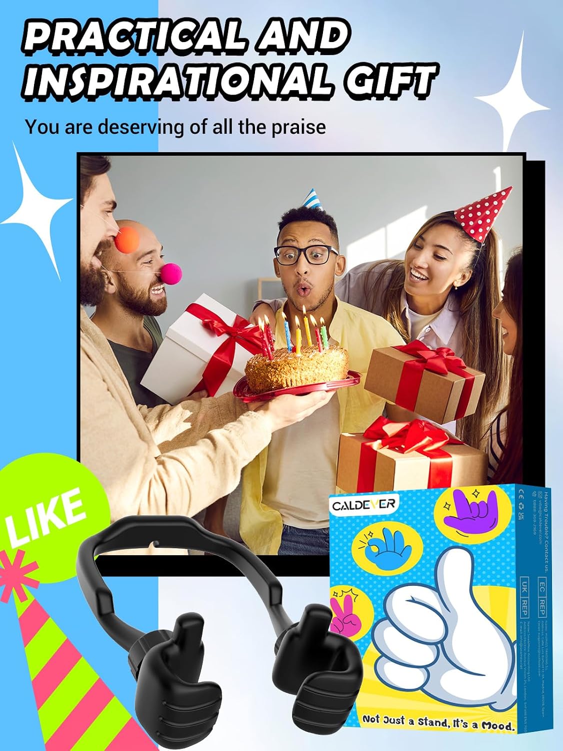 Stocking Stuffers for Teens Boys Men Kids Gifts Thumbs Up Lazy Phone Holder | Back to School Supplies, Cell Phone Stand for Desk, Gifts for Adults Teenage Girls, Funny Cool Gadgets, Gifts for Christmas