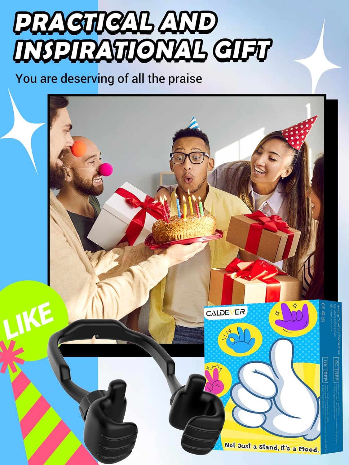 Stocking Stuffers for Teens Boys Girls 2 Pack Cell Phone Stand Adjustable | Thumbs Up Lazy Phone Holder for Desk, Gifts for Christmas, for Adults Men Women Kids Husband Wife, Cool Gadget, Fun Gift