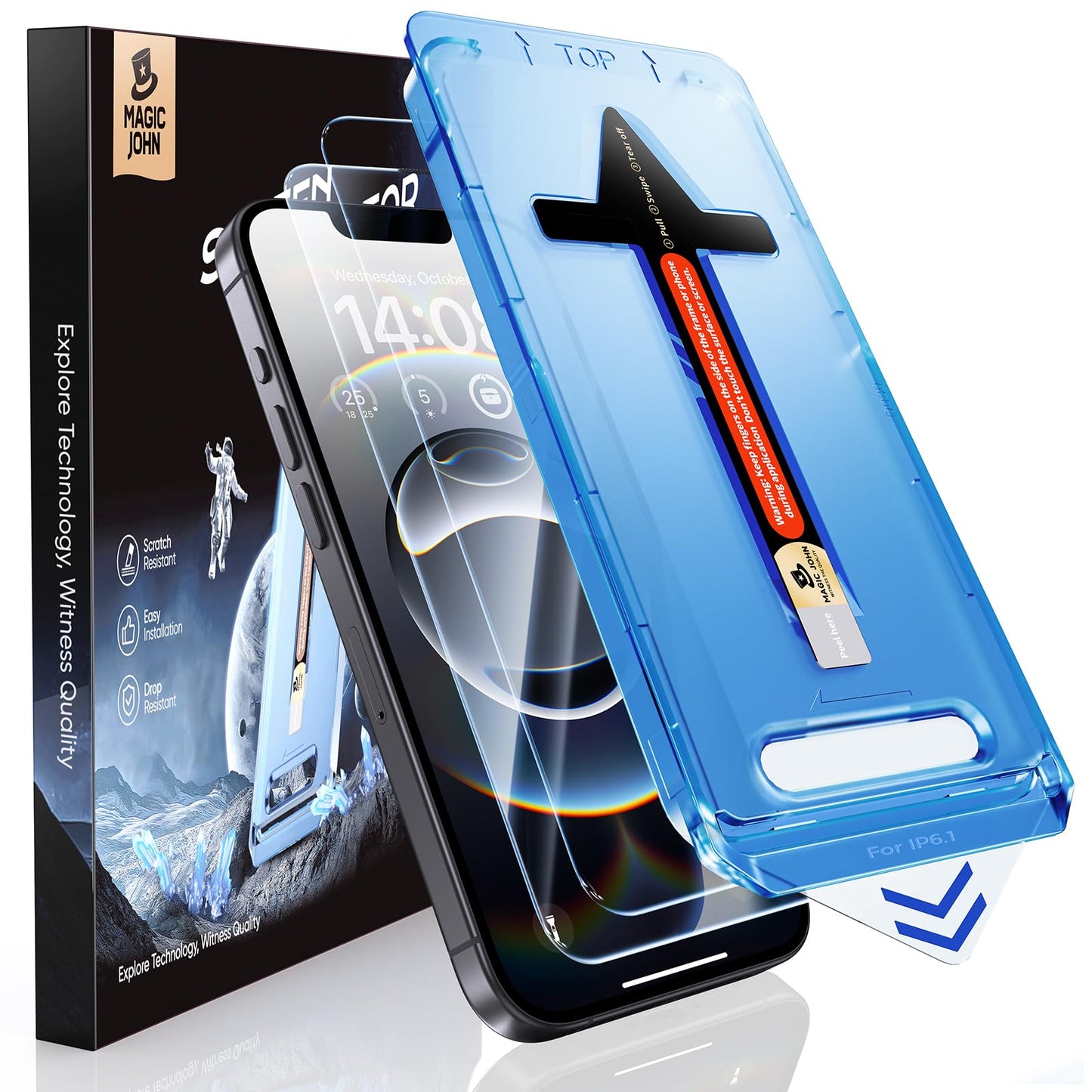 MAGIC JOHN for iPhone 17 Pro Max Screen Protector Tempered Glass 6.9 inch | 2Pack, Auto Dust-Elimination, Easy Installation, Bubble Free, HD Clear