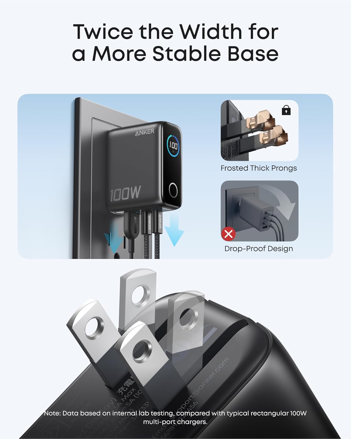 Anker 100W Max USB C Charger, 3-Port GaN Phone Charger with Smart Display | Ultra-Compact Fast Laptop Charger with Touch Control for iPhone 17 Series,iPad,MacBook Pro/Air(Include Cable,Non-Battery)