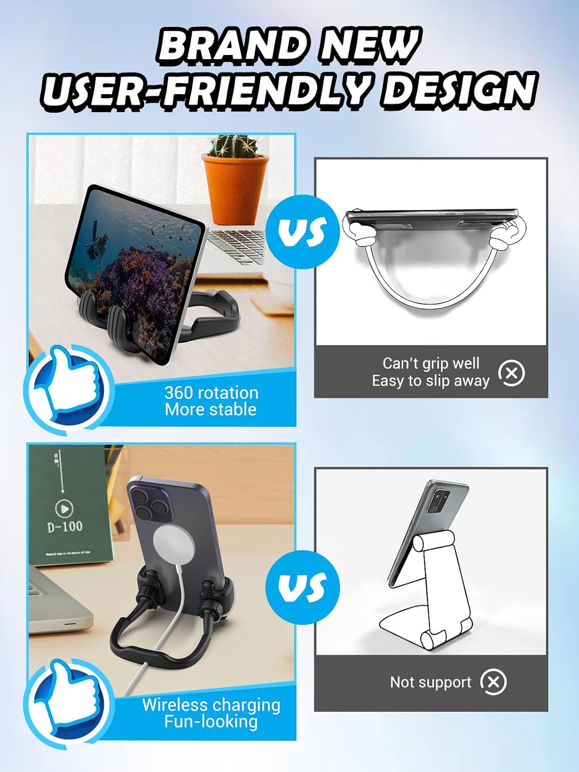 Stocking Stuffers for Teens Boys Men Kids Gifts Thumbs Up Lazy Phone Holder | Back to School Supplies, Cell Phone Stand for Desk, Gifts for Adults Teenage Girls, Funny Cool Gadgets, Gifts for Christmas