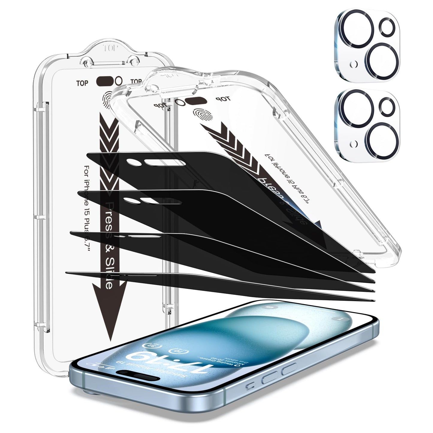 EZ-GLAZ-4+2 Pack for iPhone 17 Pro Max Privacy Screen Protector (6.9") | 2-Pack Lens Protectors, Alignment Kit, Easy Installation, 9H+ Tempered Glass, Scratch Resistant, 28° Privacy Protection