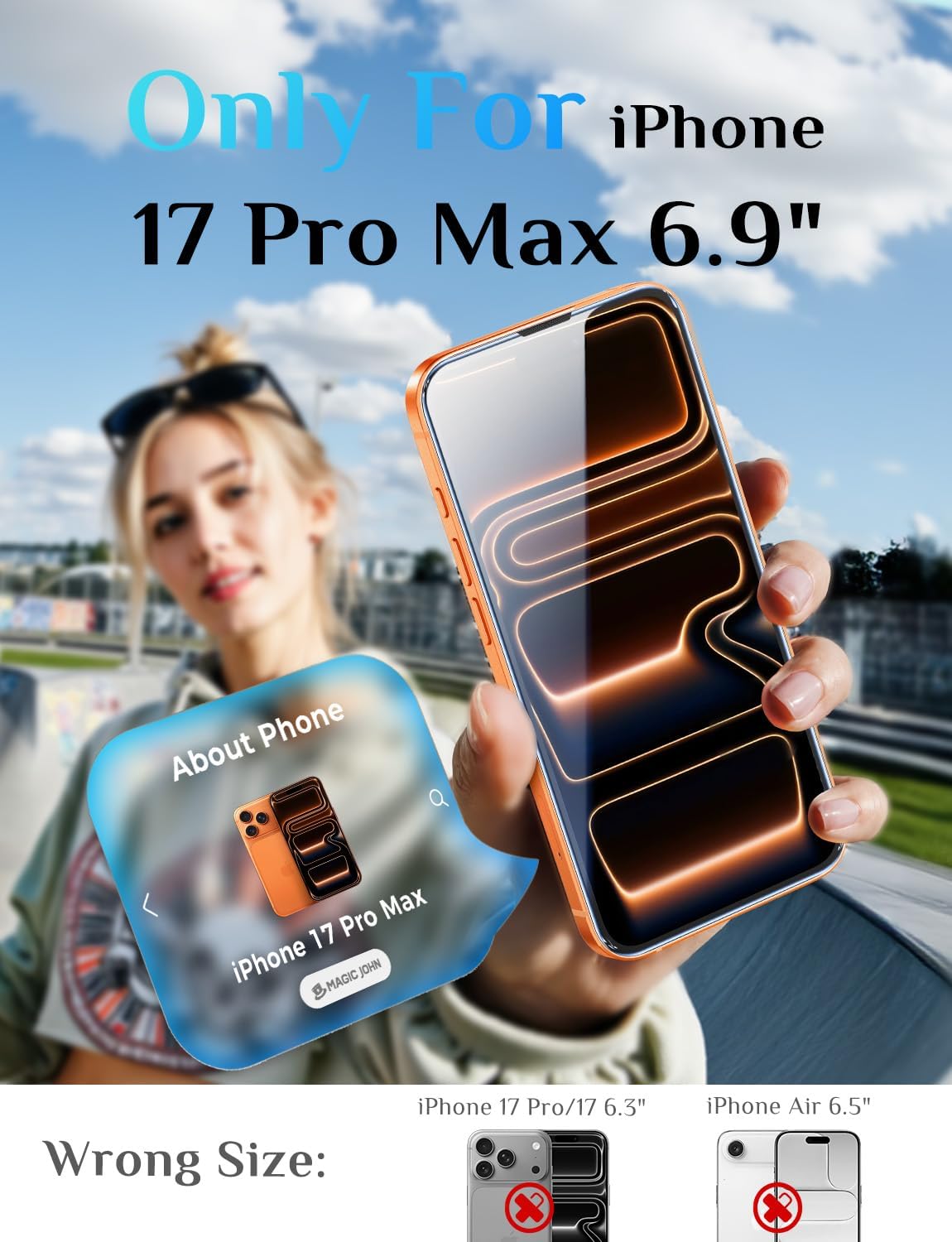 MAGIC JOHN for iPhone 17 Pro Max Screen Protector Tempered Glass 6.9 inch | 2Pack, Auto Dust-Elimination, Easy Installation, Bubble Free, HD Clear