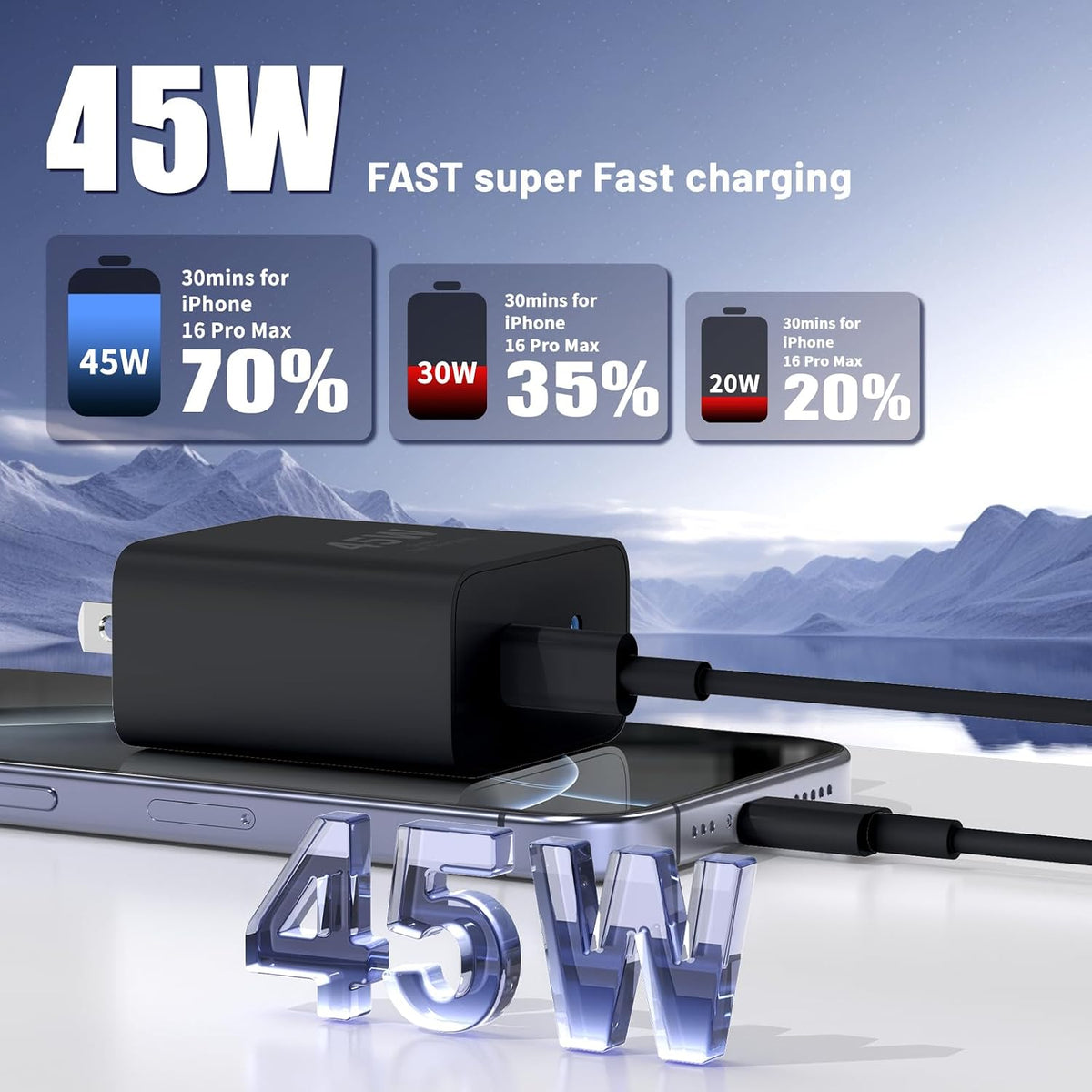 QZIIW Super Fast Samsung Charger Type C,45W Dual Port USB C Fast Charger | Extra Long 60W 3/6/10/10FT USB C Cable - [2-Pack]PD Quick Charging 3.0 For Samsung Galaxy S26 S25 Ultra/S24+/S23 iPhone 17 16