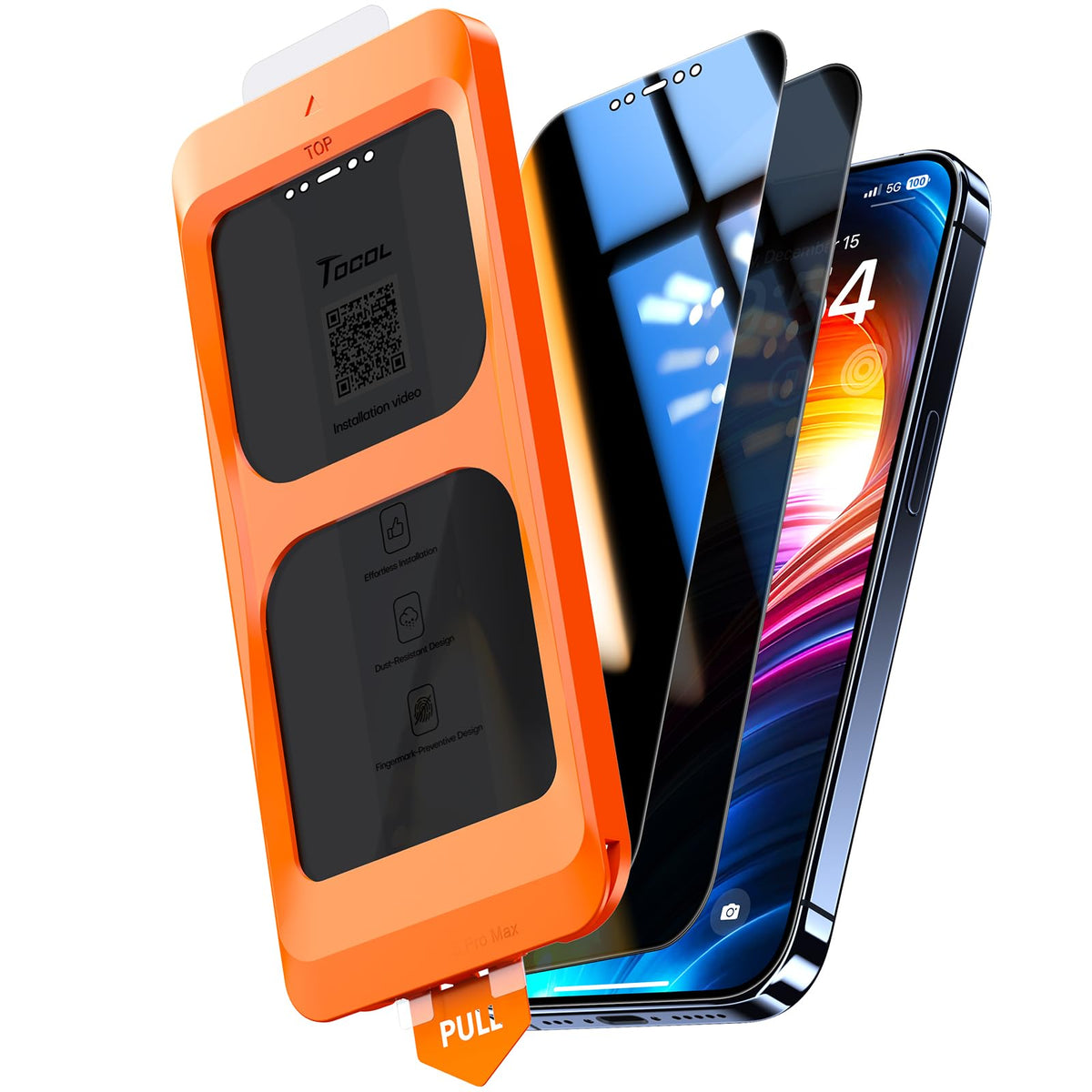 TOCOL for iPhone 17 Pro Max Screen Protector, Clear | Easy Installation Bubble-Free, 9H+ Tempered Glass, 8FT Military Grade Shatterproof, Anti-Scratch, Case Friendly HD 2 Pack
