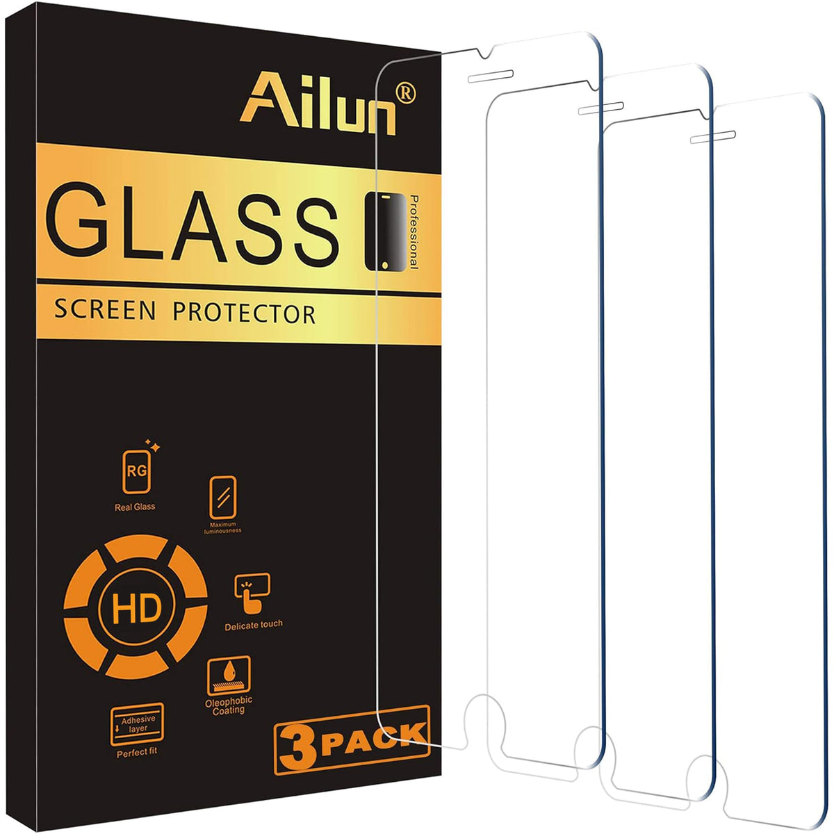 Ailun 3 Pack Screen Protector for iPhone 17 / iPhone 16 Pro, Tempered Glass | 6.3 inch,Installation Frame, Dynamic Island Compatible, Case Friendly
