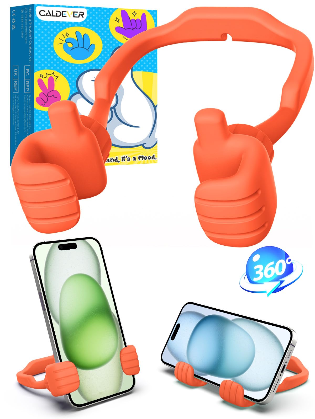 Stocking Stuffers for Teens Boys Girls Kids Gifts Cell Phone Stand for Desk | Upgrade Adjustable Thumbs Up Lazy Phone Holder for iPhone, Christmas Birthday Gifts for Men Women Adults Husband Wife, Blue
