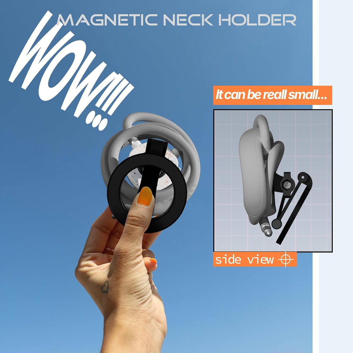 Magnetic Chest Phone Holder Hands Free for POV/Vlog | 27.5inch Long, Selfie Neck Phone Holder with Strap Perfect for Recording, Cooking, Cycling Compatible with iPhone, Android