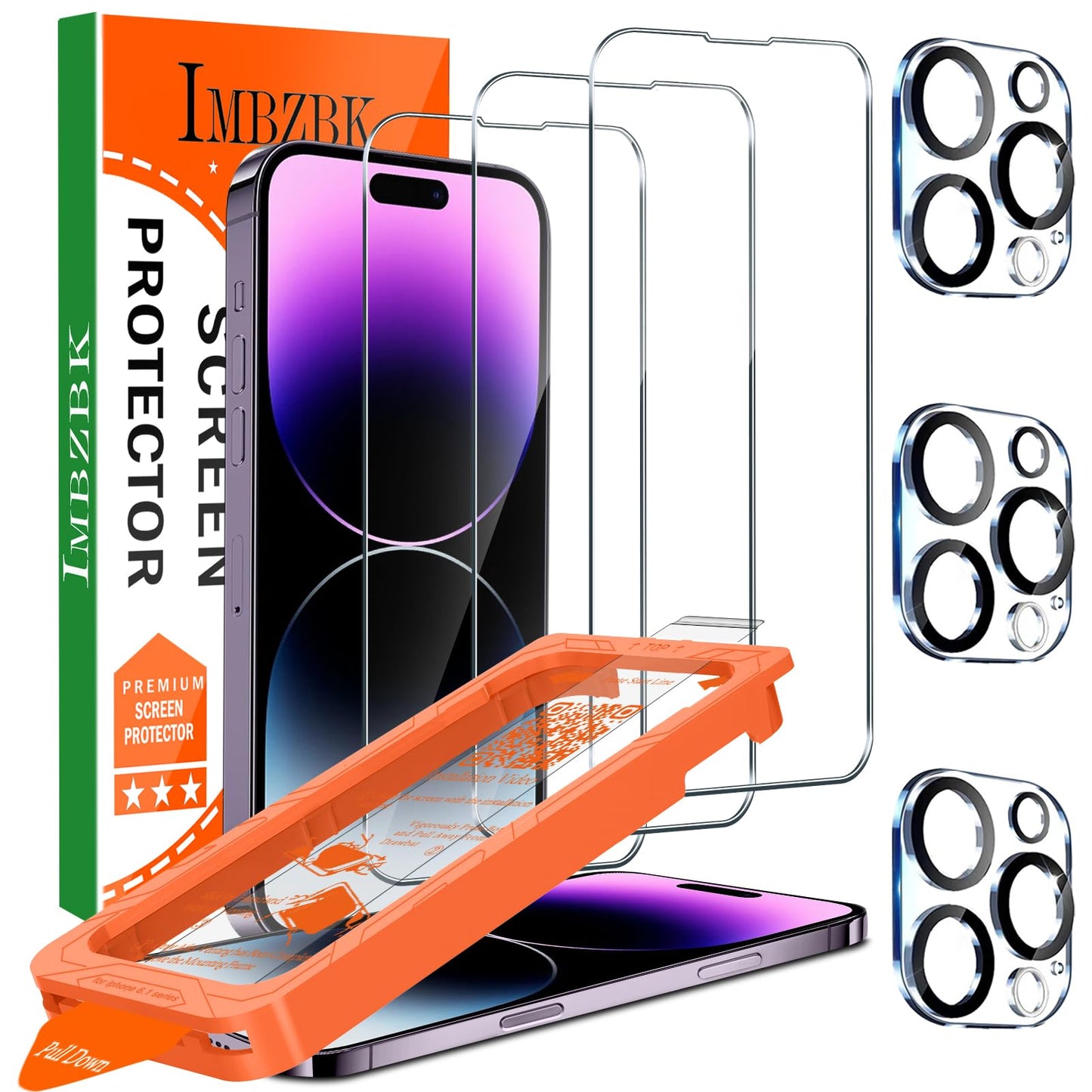 IMBZBK 3 Pack Privacy Screen Protector for iPhone 13, Tempered Glass | 9H+ Hardness, Military Grade Shatterproof, Case Friendly, Bubble Free Auto-Dust Removal, with 3 Camera Lens Protectors