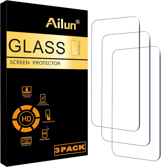 Ailun 3 Pack Screen Protector for iPhone 16 / iPhone 15 / iPhone 15 Pro | 6.1 Inch, Tempered Glass, Dynamic Island Compatible, Case Friendly