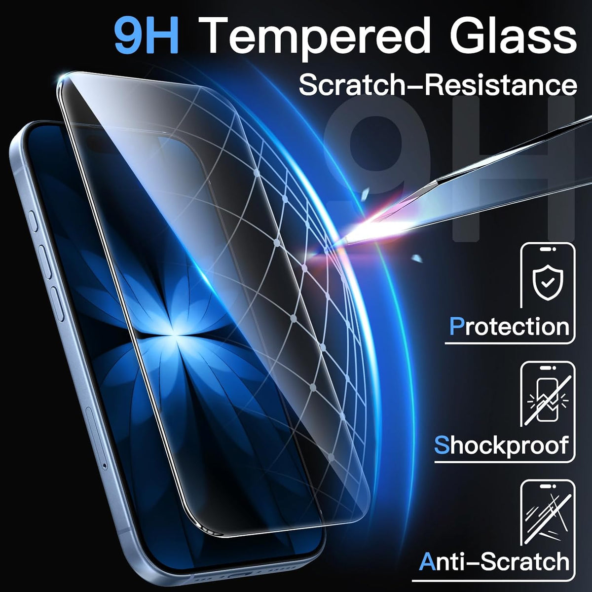 JETech Screen Protector for iPhone 17, 3-Pack | 9H Tempered Glass, HD Clear, Anti-Scratch Protection, Easy Installation Tool
