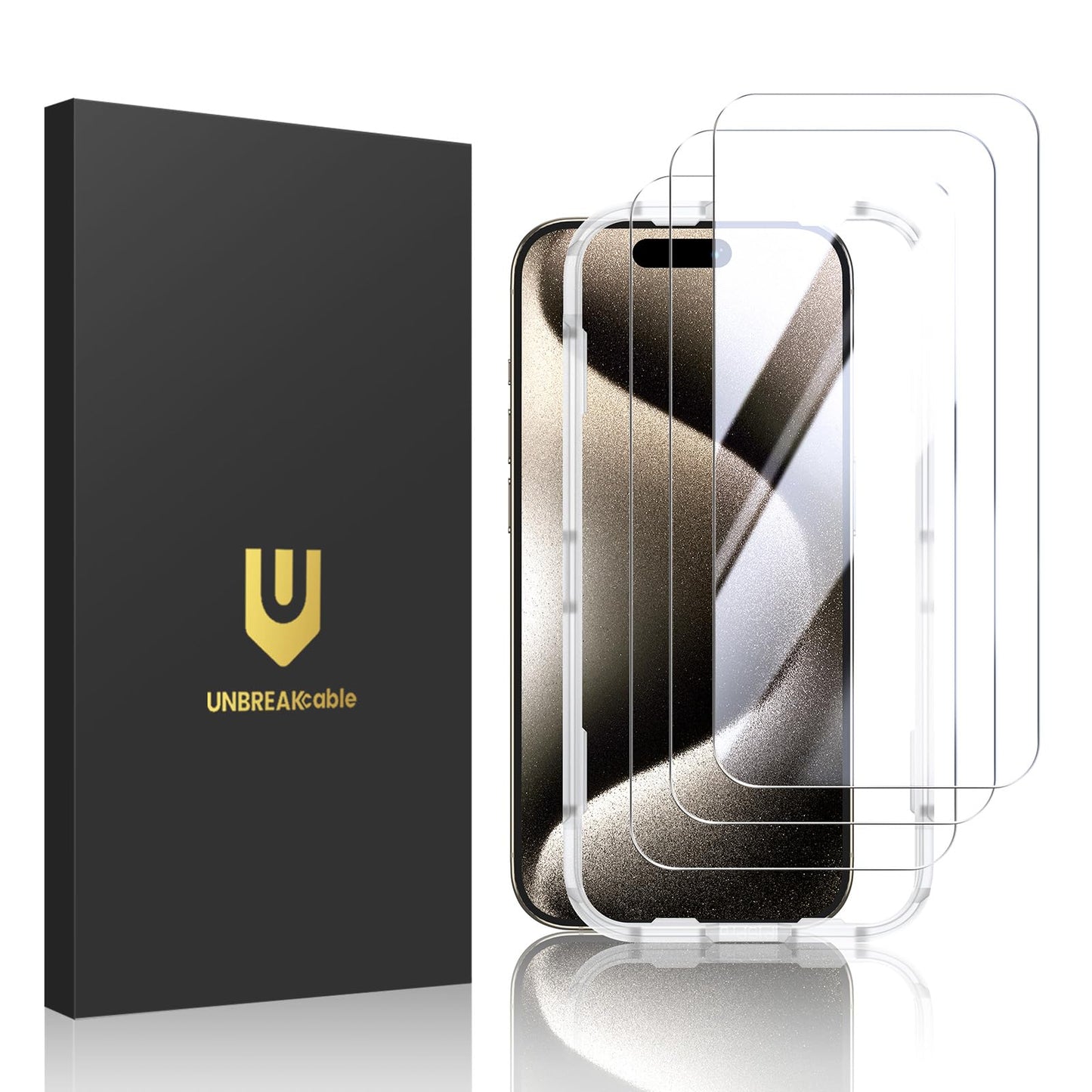 UNBREAKcable 3-Pack Screen Protector for iPhone 17 Tempered Glass | Shatterproof, Easy Install, 9H Hardness, 99.99% HD Clear, Bubble-Free, Anti-Fingerprint, Scratch Resistant, Case Friendly