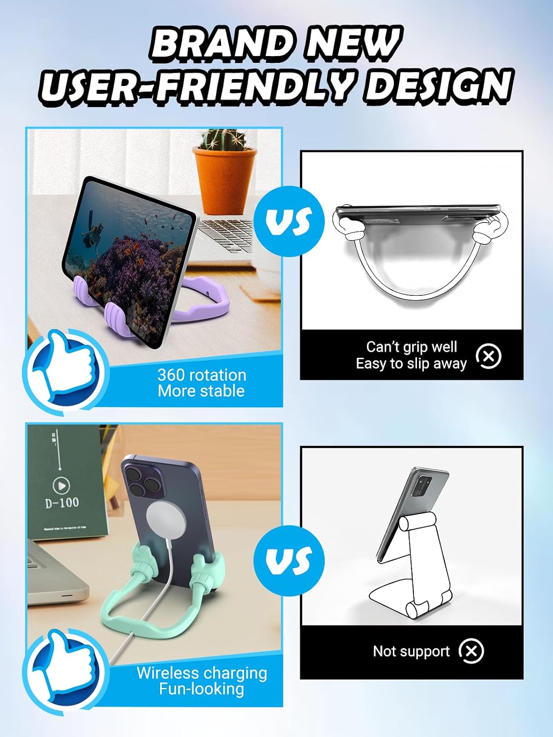 Stocking Stuffers for Teens Girls Boys Gifts Thumbs Up Cell Phone Stand | Back to School Supplies, Adjustable Lazy Phone Holder for Desk, Fun Gift for Women Adults Kids Teenager Tween Trendy Stuff