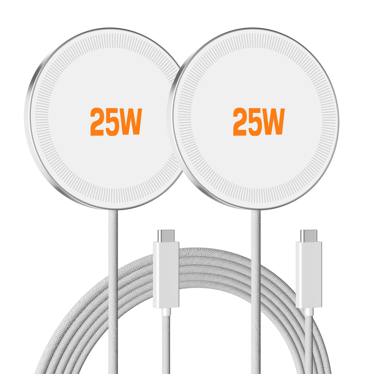 MagSafe 25W Wireless Charger for Apple Magnetic Fast Charging Pad | Compatible for iPhone 17 17e 16 16e 15 14 13 12 Pro Max - AirPods-Slim Portable for Travel Bedside Office - 2 Pack, White