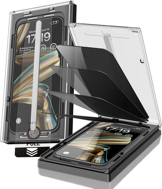 EZ-GLAZ-4 Pack for iPhone 17 Privacy Screen Protector (6.3") | 26° Privacy Protection, 12FT Military Grade Shatterproof, 9H+ Tempered Glass Film with Flawless Fit Box, Scratch Resistant