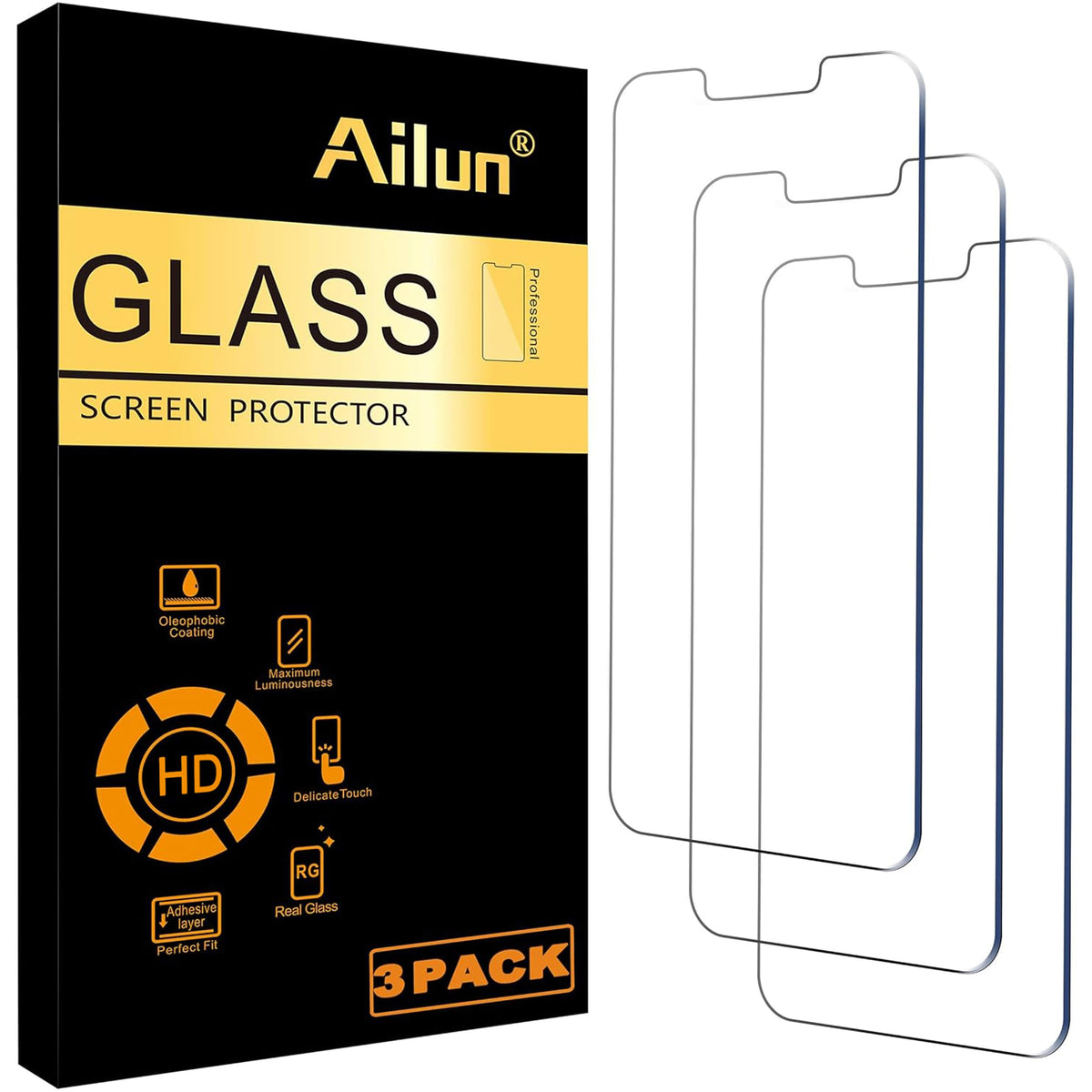 Ailun 3 Pack Screen Protector for iPhone 17e/16e/14/13/13 Pro | 6.1 Inch, Tempered Glass, Case Friendly, Not for iPhone 16 6.1 Inch