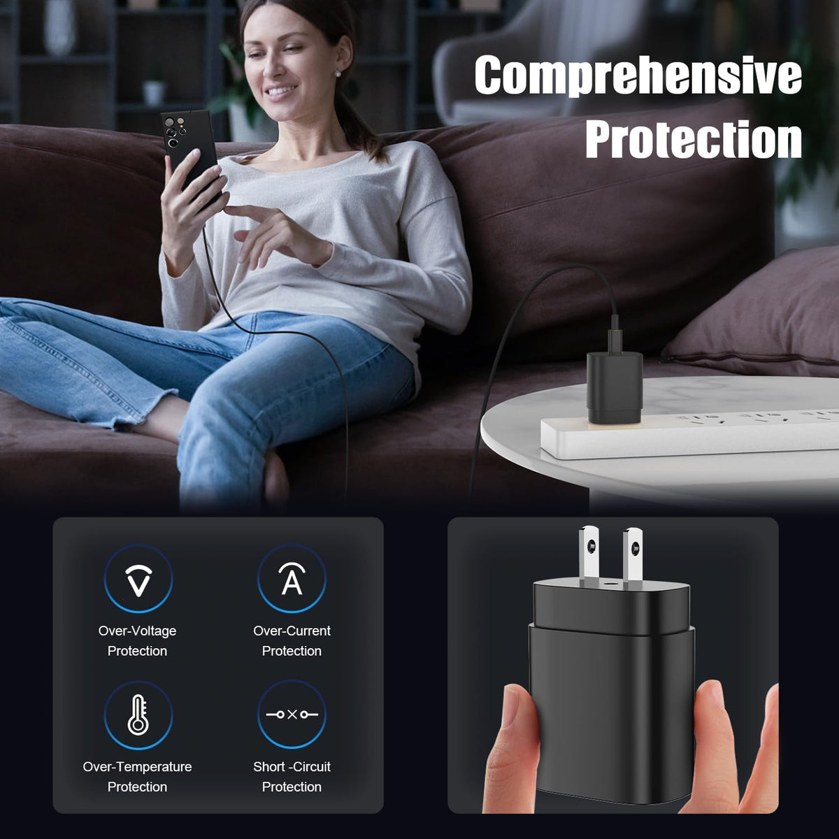Type C Charger Fast Charging,4Pack 25W Super USB C Fast Charger Block | with 6ft+10ft USB-C Cables ×2 for Samsung Galaxy S26 S25 S24 S23 S22 S21 Plus/Ultra, for iPhone 17 16 15,Android Phones,Black