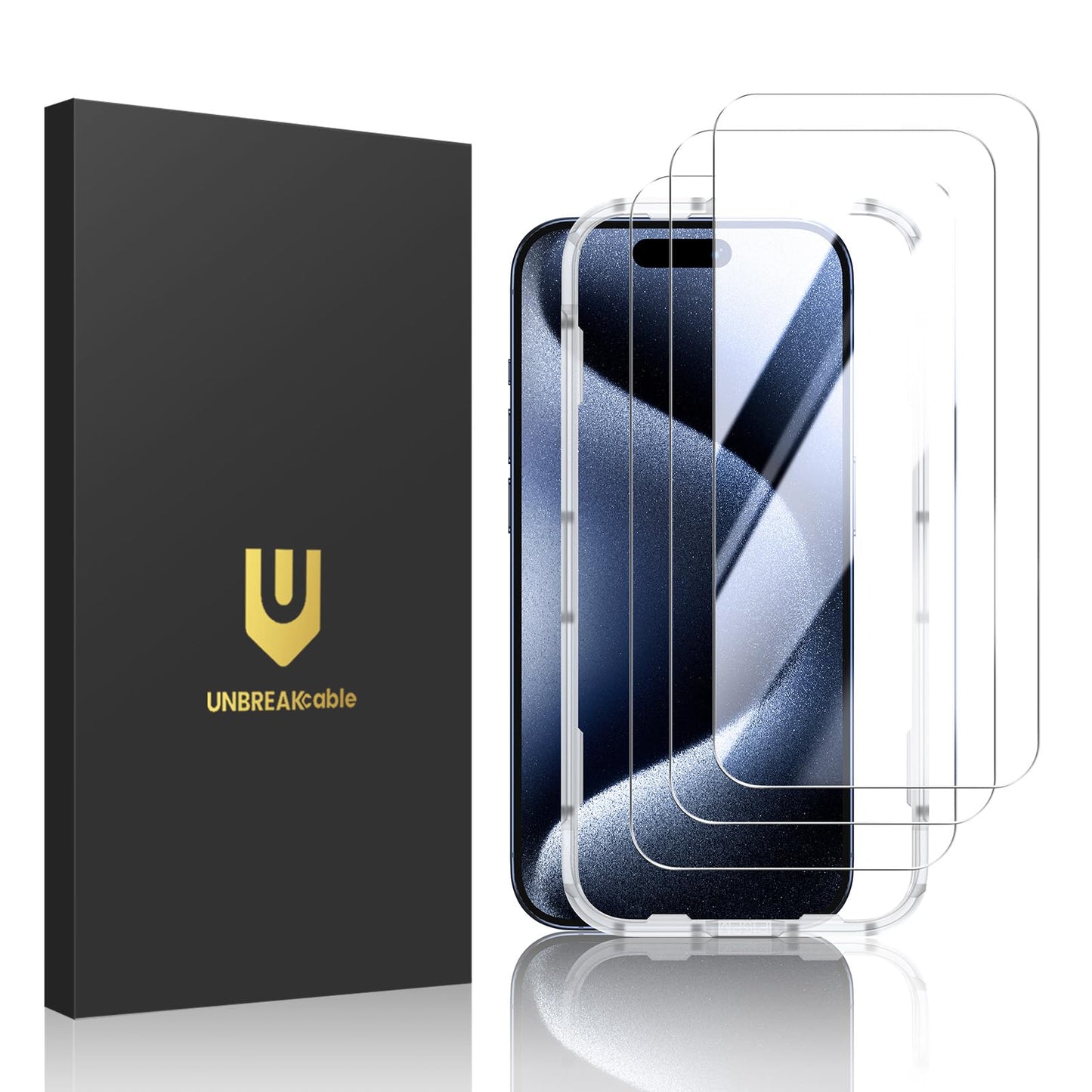 UNBREAKcable 3-Pack Screen Protector for iPhone 17 Tempered Glass | Shatterproof, Easy Install, 9H Hardness, 99.99% HD Clear, Bubble-Free, Anti-Fingerprint, Scratch Resistant, Case Friendly