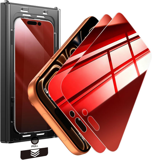 PandaShield 2-Pack for iPhone 17 Pro Colored Privacy Screen Protector | Red Privacy & Blue Light Filtering, 25° Anti-Spy, 9H Tempered Glass, Easy Alignment Tray, Case-Friendly (6.3-Inch)