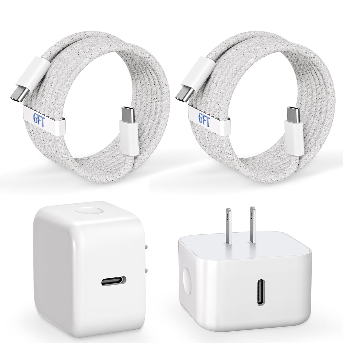 iPhone 17/16/15 Charger, USB C Charger, 2Pack 20W Type C Fast Wall Charge Power Adapter,6FT 60W USB-C to C Cable for iPhone Air/17Pro Max/15/16 Pro Max,iPad Pro 12.9/11 inch,iPad Air 5/4th,AirPods Pro