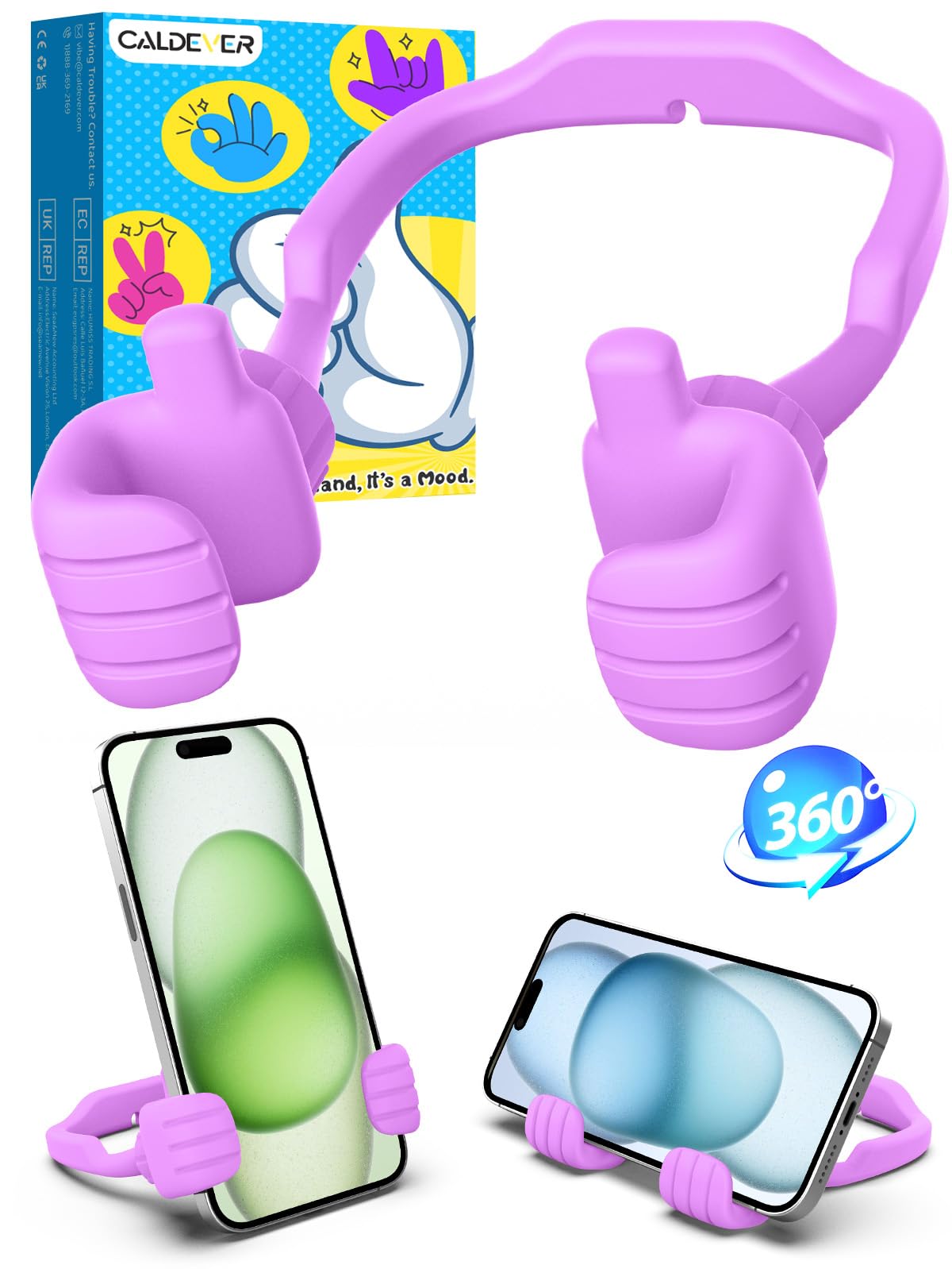 Stocking Stuffers for Teens Boys Girls Kids Gifts Cell Phone Stand for Desk | Upgrade Adjustable Thumbs Up Lazy Phone Holder for iPhone, Christmas Birthday Gifts for Men Women Adults Husband Wife, Blue