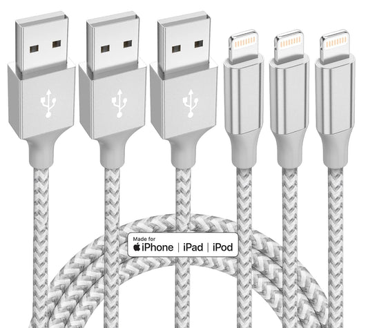 iPhone Charger,3 Pack 10ft MFi Certified Lightning Cable Fast Charging Cord | Nylon Braided Phone Fast Charging High Speed Data Transfer Sync Cord for with iPhone 14 13 12 11 Pro Max iPad Air iPad Mini
