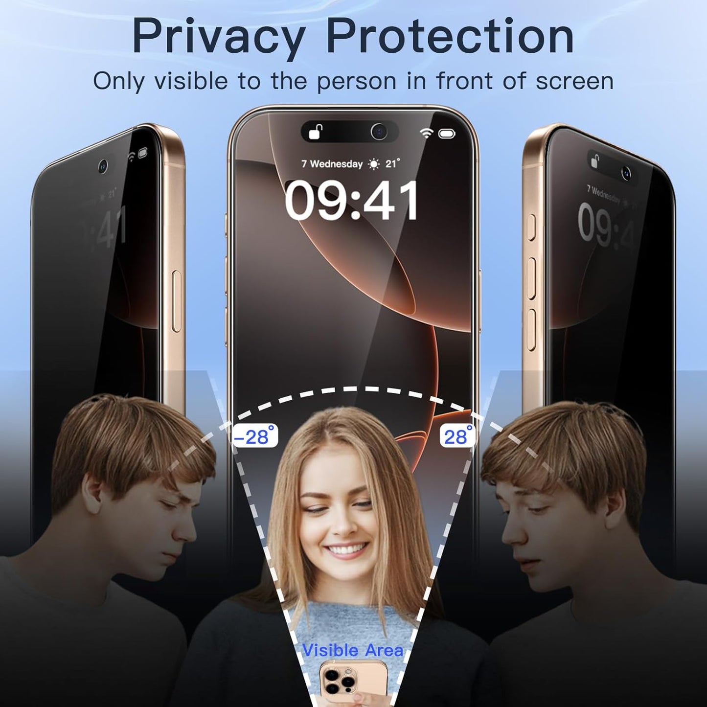JETech Privacy Screen Protector for iPhone 16 Pro Max, 2-Pack | Anti-Spy Privacy Protection, Tempered Glass, Easy Installation Tool, Anti-Scratch Design