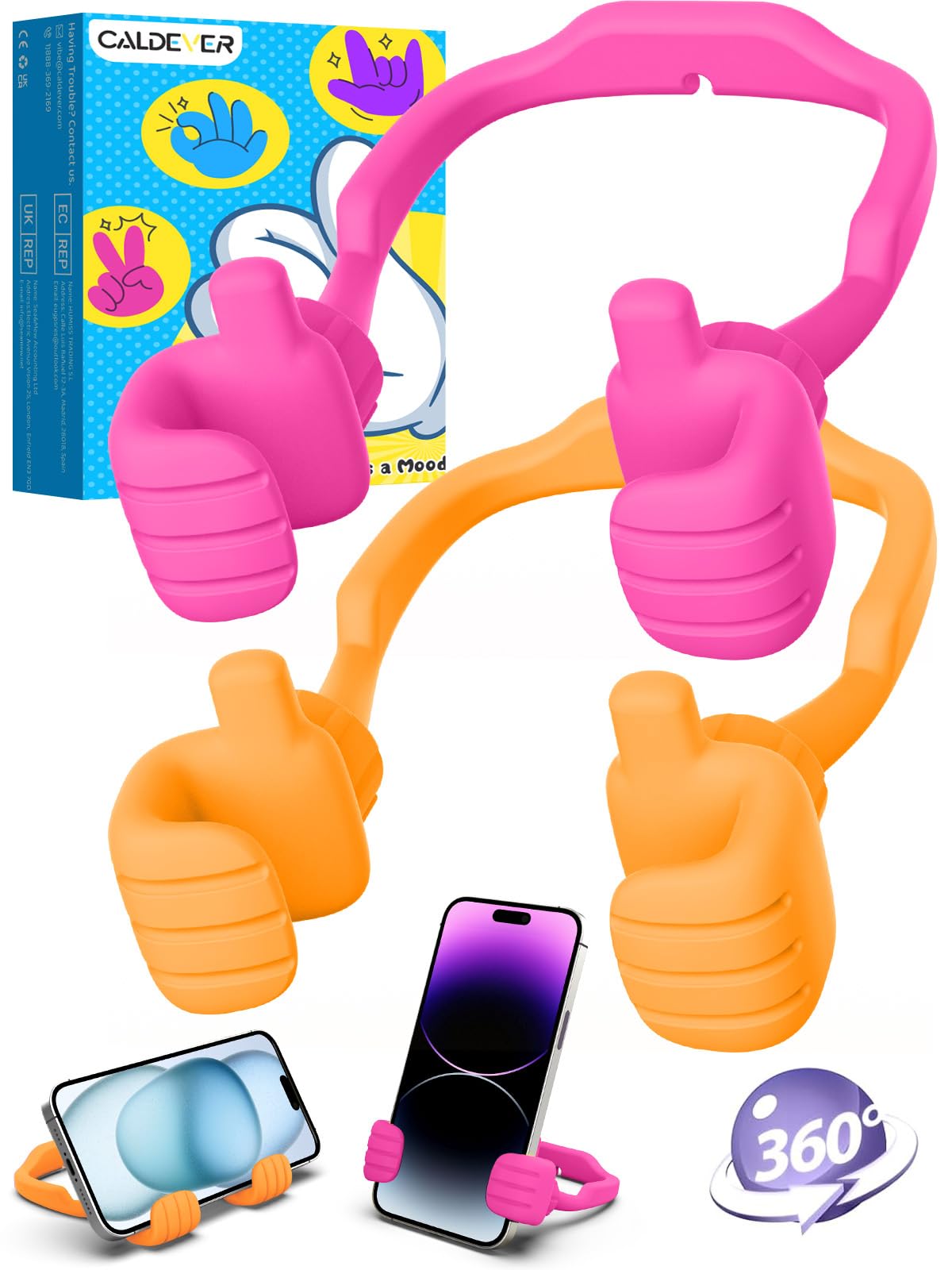 Stocking Stuffers for Teens Girls Boys Gifts Thumbs Up Cell Phone Stand | Back to School Supplies, Adjustable Lazy Phone Holder for Desk, Fun Gift for Women Adults Kids Teenager Tween Trendy Stuff