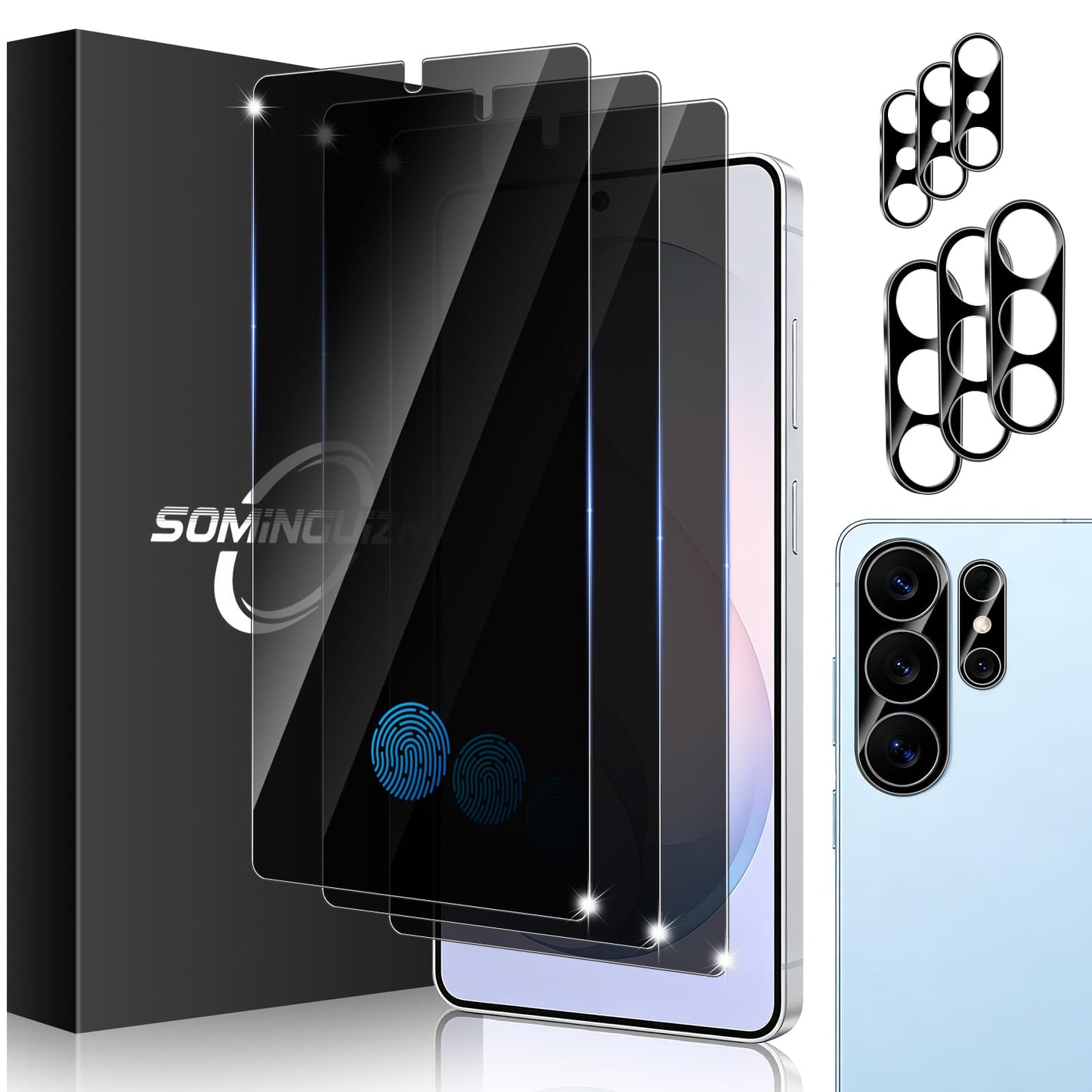 3+3 for Samsung Galaxy A26 5G Privacy Screen Protector Camera Protector | 9H Tempered Glass Cell Phone Protector Camera Lens Protector