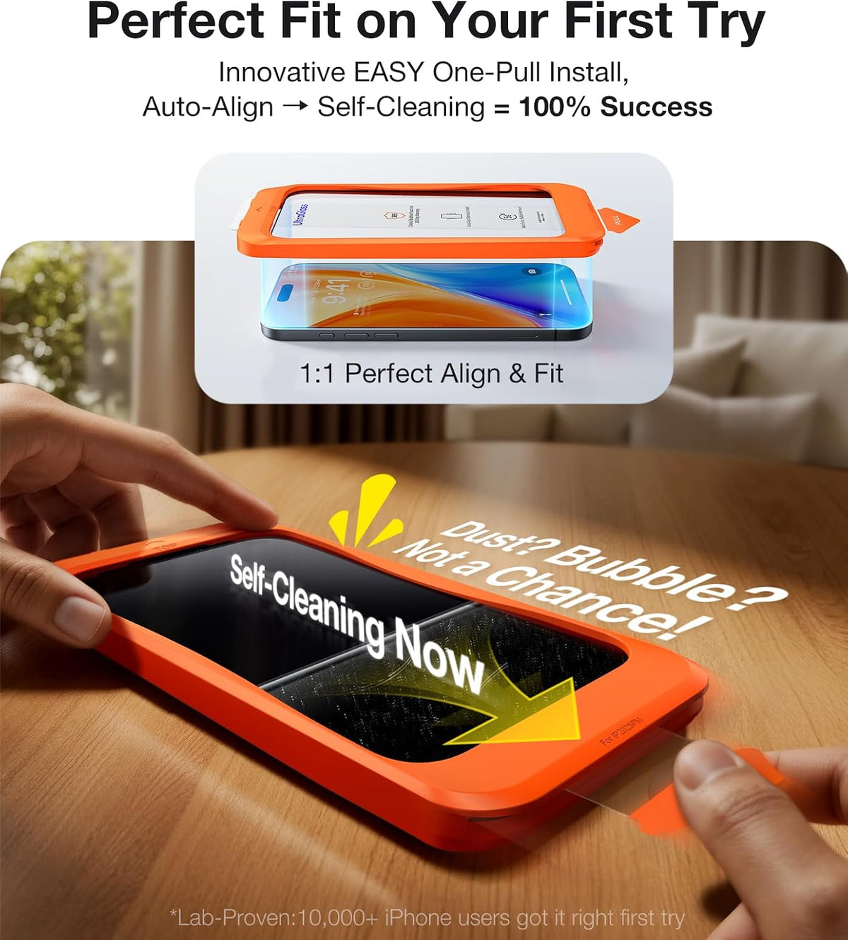 UltraGlass TOP 9H+ Armor for iPhone 16 Pro Max Screen Protector, 2 Pack | NO.1 Military Grade Shatterproof, Screen Protector 16 Pro Max Tempered Glass 16 ProMax, Longest Durable, One-Pull Tray