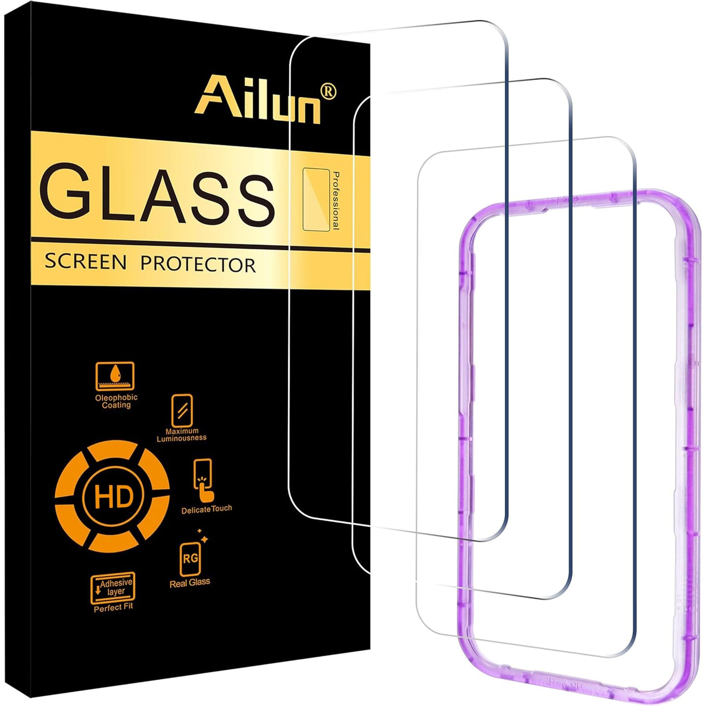 Ailun 3 Pack Screen Protector for iPhone 17 Pro Max, Tempered Glass | 6.9 inch, Installation Frame, Sensor Protection, Dynamic Island Compatible, Case Friendly