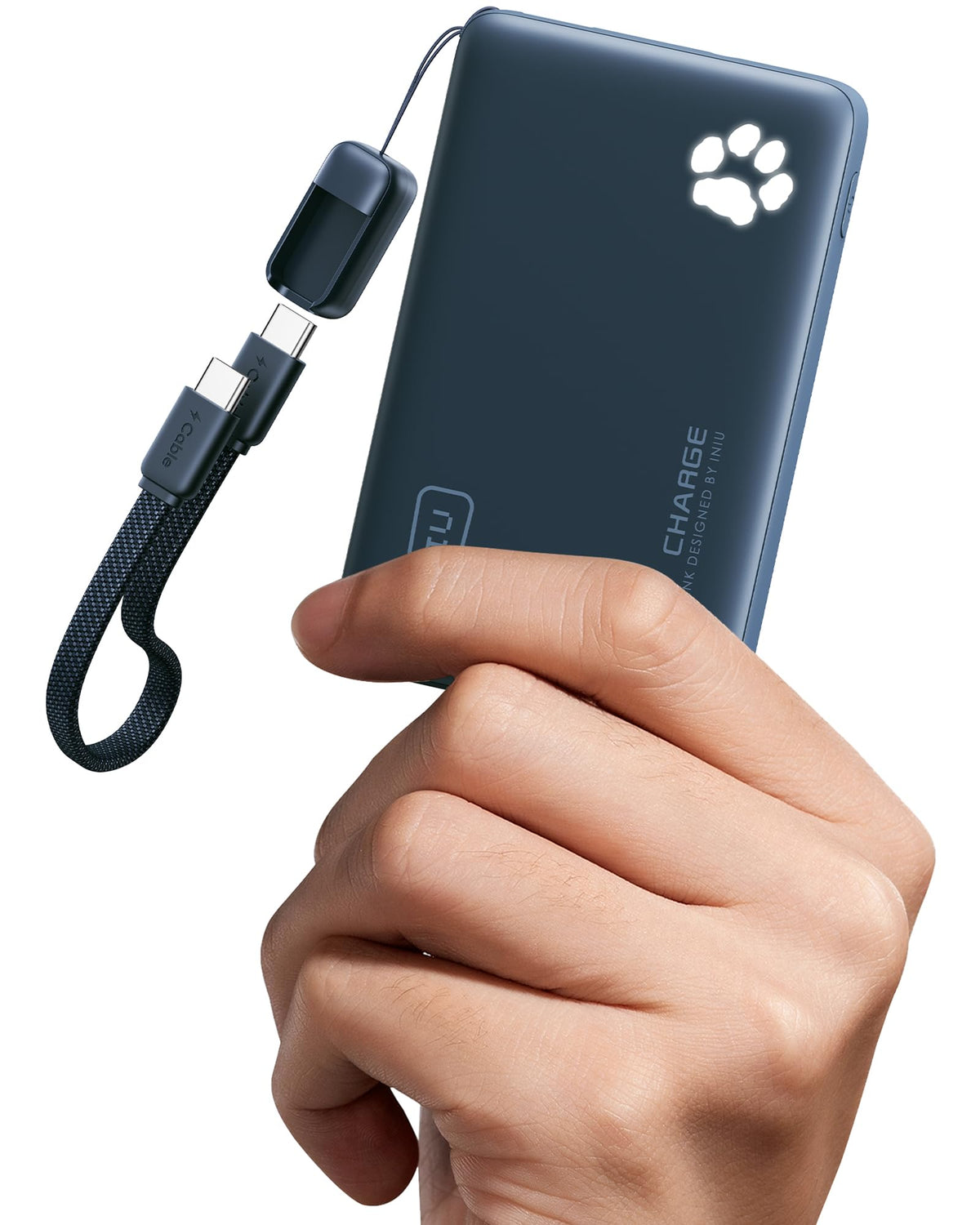 INIU 45W Fast Charging Portable Charger, Smaller 10000mAh Travel Power Bank | Flight-Safe, Detachable USB C Cable, Travel Essential, External Battery Phone Pack for iPhone 17 Samsung S26 iPad etc