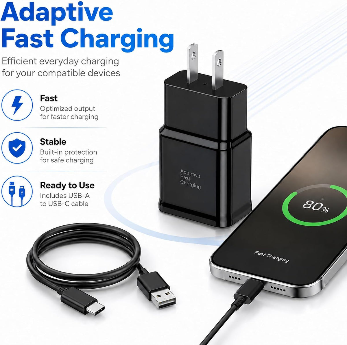 Type C Charger Fast Charging, 2 Pack USB C Android Phone Charger&6ft Cables | Wall Charger Blocks & 2x 6ft USB-C cables for Samsung Galaxy S8/S9/S10 Plus/S10e/S20/S21 Ultra/Plus, Note 8/9/10, Pixel 3