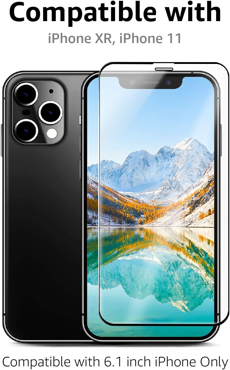 Amazon Basics Bubble Free, Case Friendly Tempered Glass Screen Protector for iPhone XR/11, HD Clear, Anti Scratch, 9H Hardness, 6.1 Inch, 2-Pack