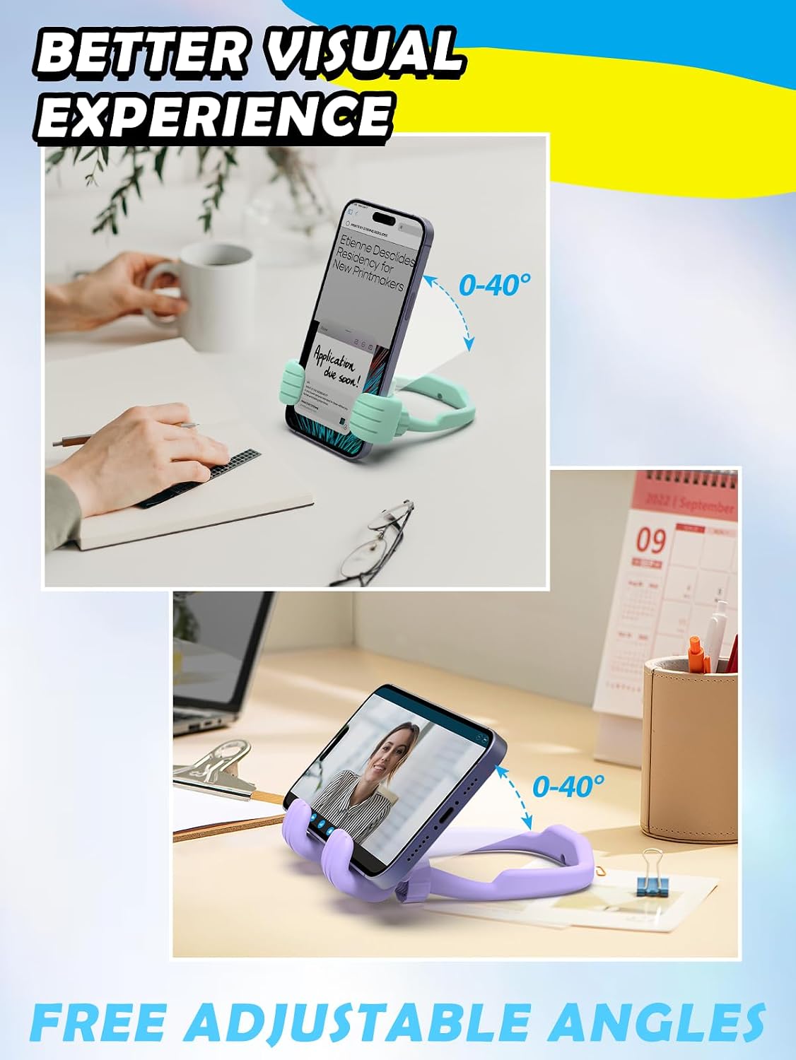 Stocking Stuffers for Teens Girls Boys Gifts Thumbs Up Cell Phone Stand | Back to School Supplies, Adjustable Lazy Phone Holder for Desk, Fun Gift for Women Adults Kids Teenager Tween Trendy Stuff