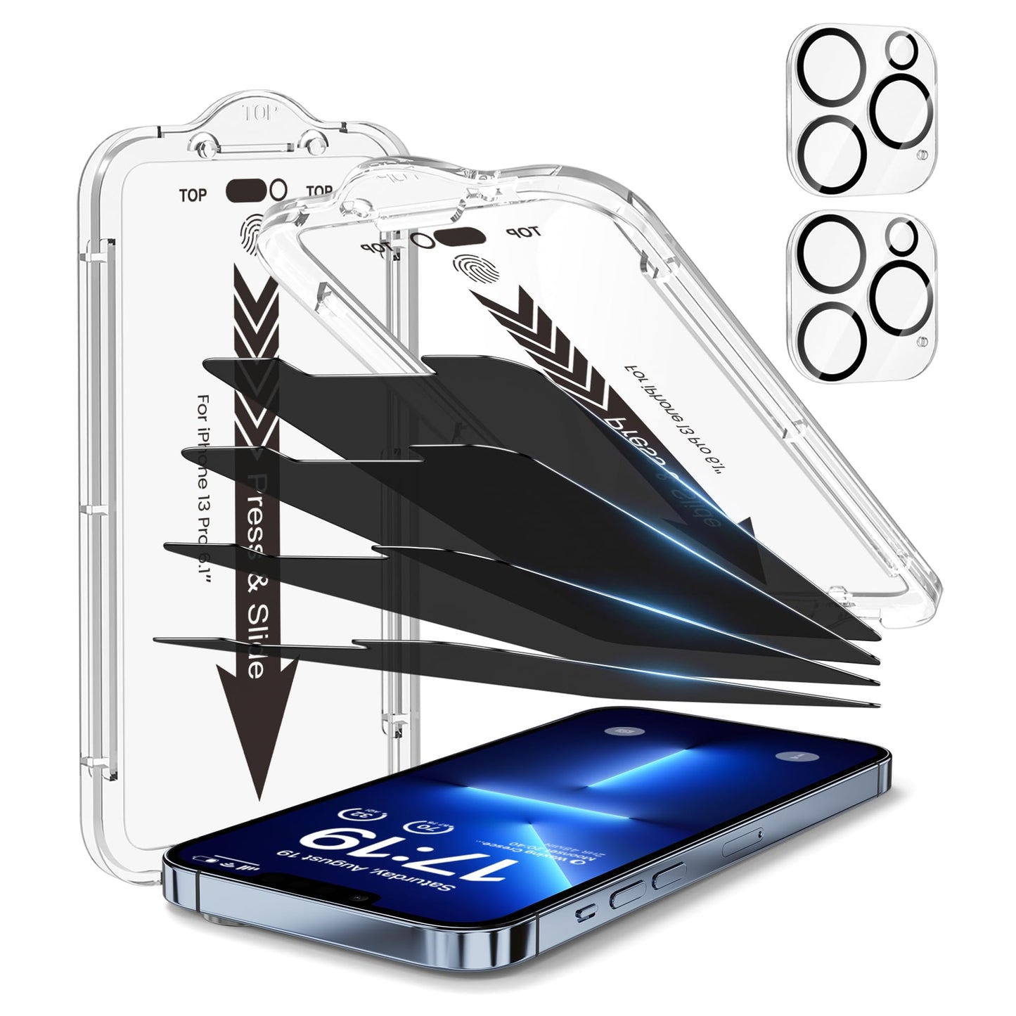 EZ-GLAZ-4+2 Pack for iPhone 17 Pro Max Privacy Screen Protector (6.9") | 2-Pack Lens Protectors, Alignment Kit, Easy Installation, 9H+ Tempered Glass, Scratch Resistant, 28° Privacy Protection