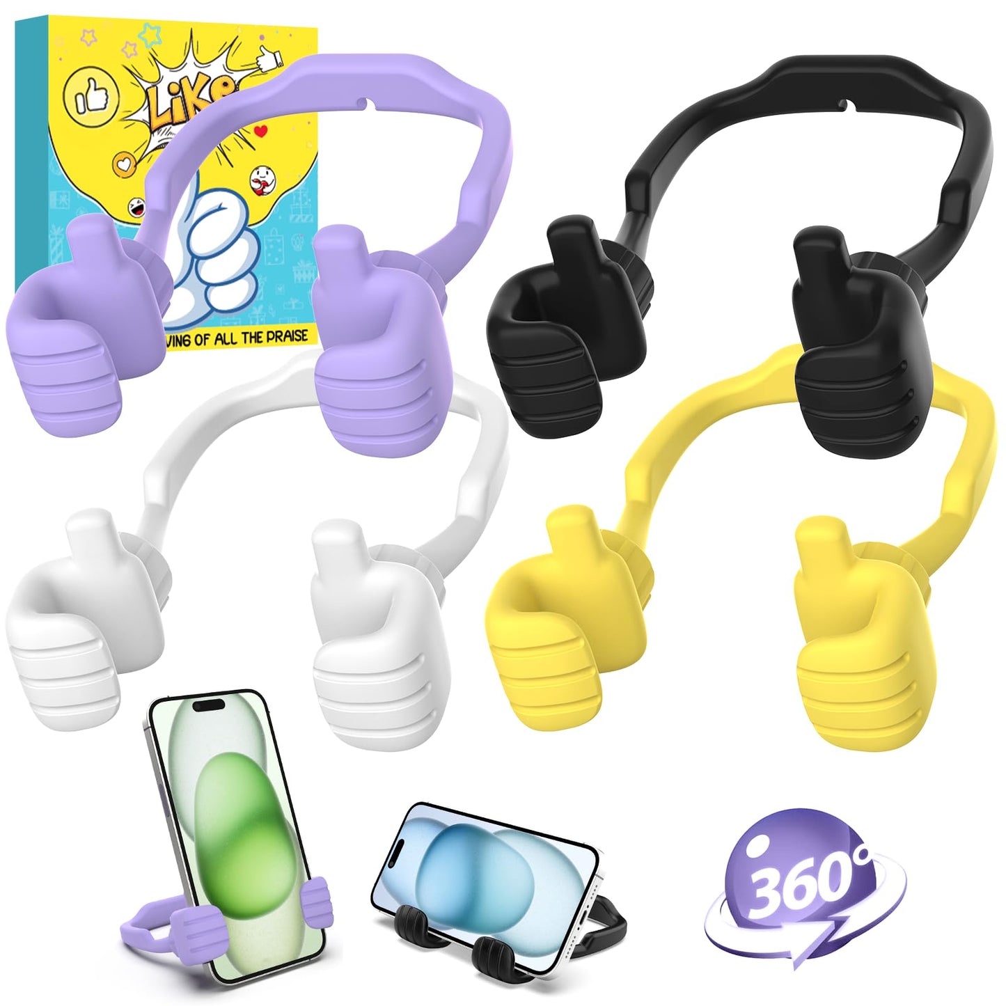 Stocking Stuffers for Teens Boys Girls 2 Pack Cell Phone Stand Adjustable | Thumbs Up Lazy Phone Holder for Desk, Gifts for Christmas, for Adults Men Women Kids Husband Wife, Cool Gadget, Fun Gift
