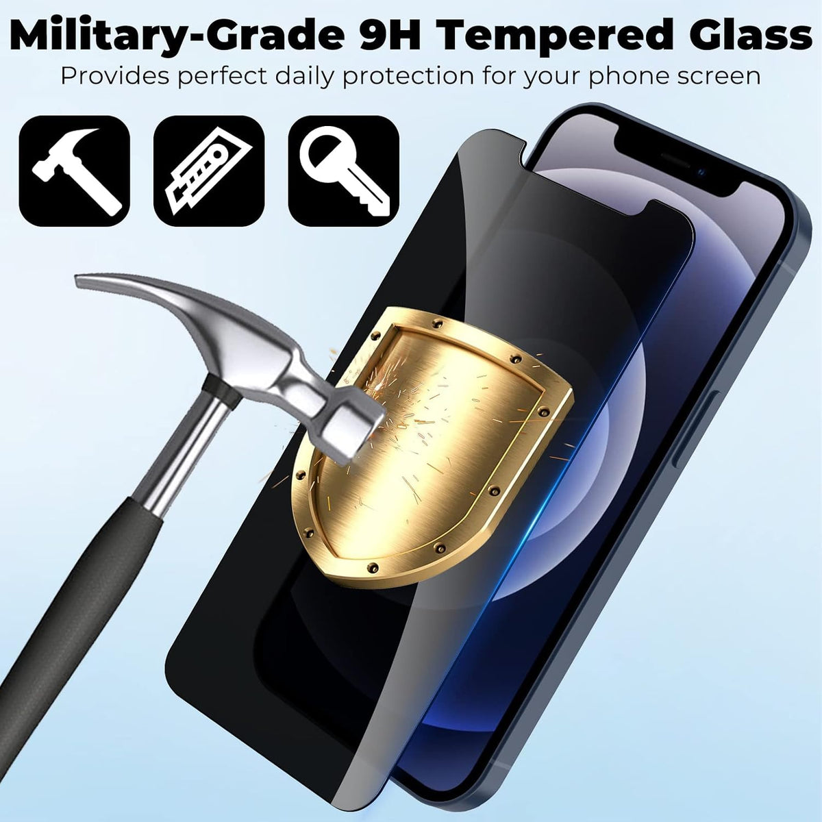 WHPXJY 2 Pack Privacy Screen Protector for iPhone 12/12 Pro 6.1 inch, Anti-Spy Screen Protector Tempered Glass Film Shatterproof/Anti-Scratch/Touch Sensitive/No Air Bubbles/Easy to Install