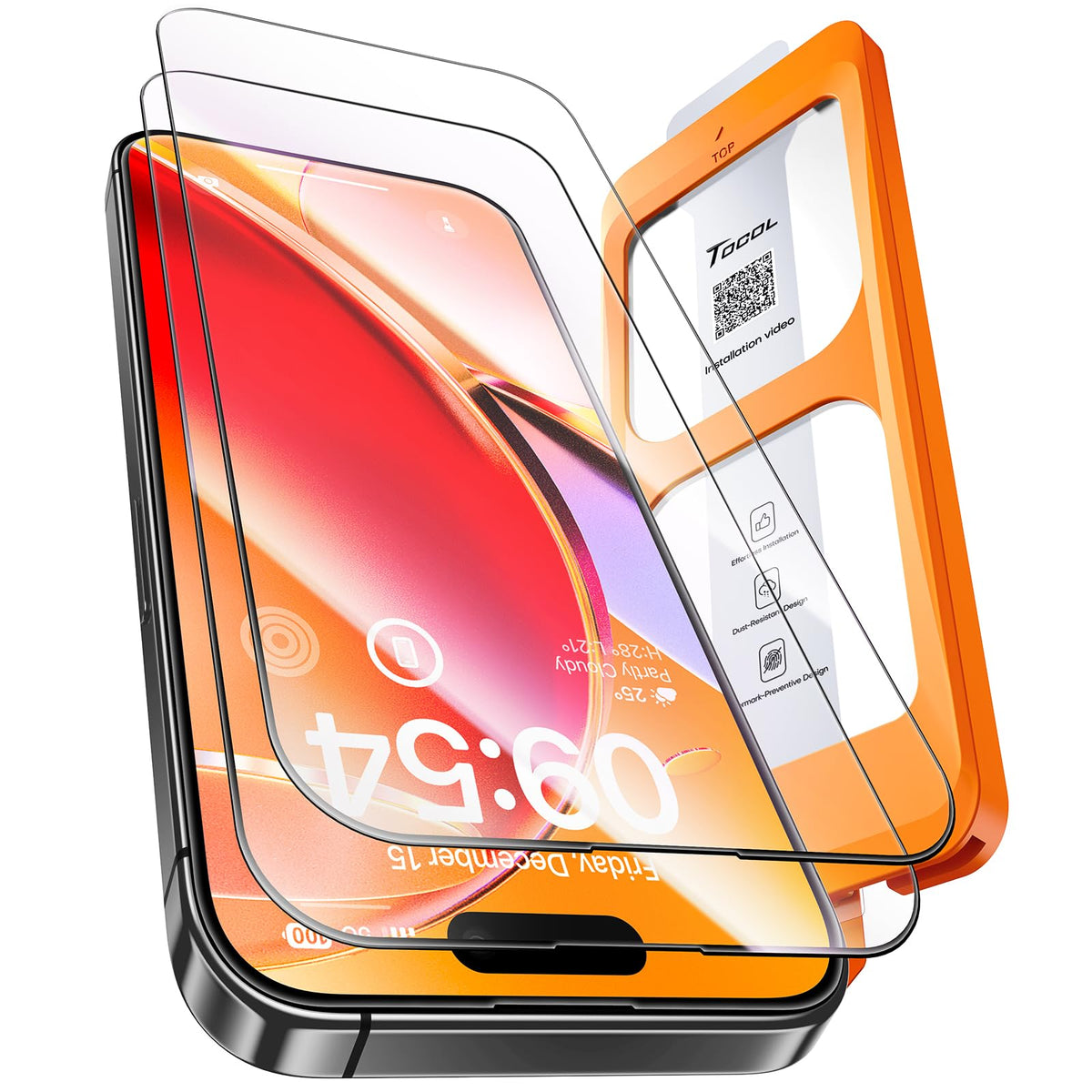 TOCOL for iPhone 16 Pro Max Privacy Screen Protector | Easy Installation, 25° Anti Spy, Data Protection, 9H+ Tempered Glass, 8FT Military Grade Shatterproof, Anti-Scratch, 2 Pack
