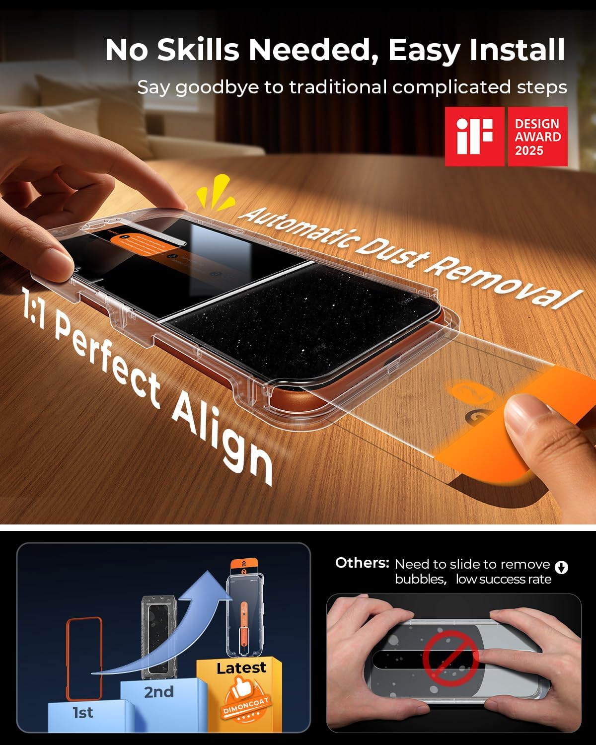 DIMONCOAT 2 Pack for iPhone 17 Pro Max Privacy Screen Protector Glass 6.9" | 13FT Drop Tested, Auto Alignment Kit, 10X Military-Grade Tempered Glass, Stronger Edge Protection, Case Friendly, Bubble-Free